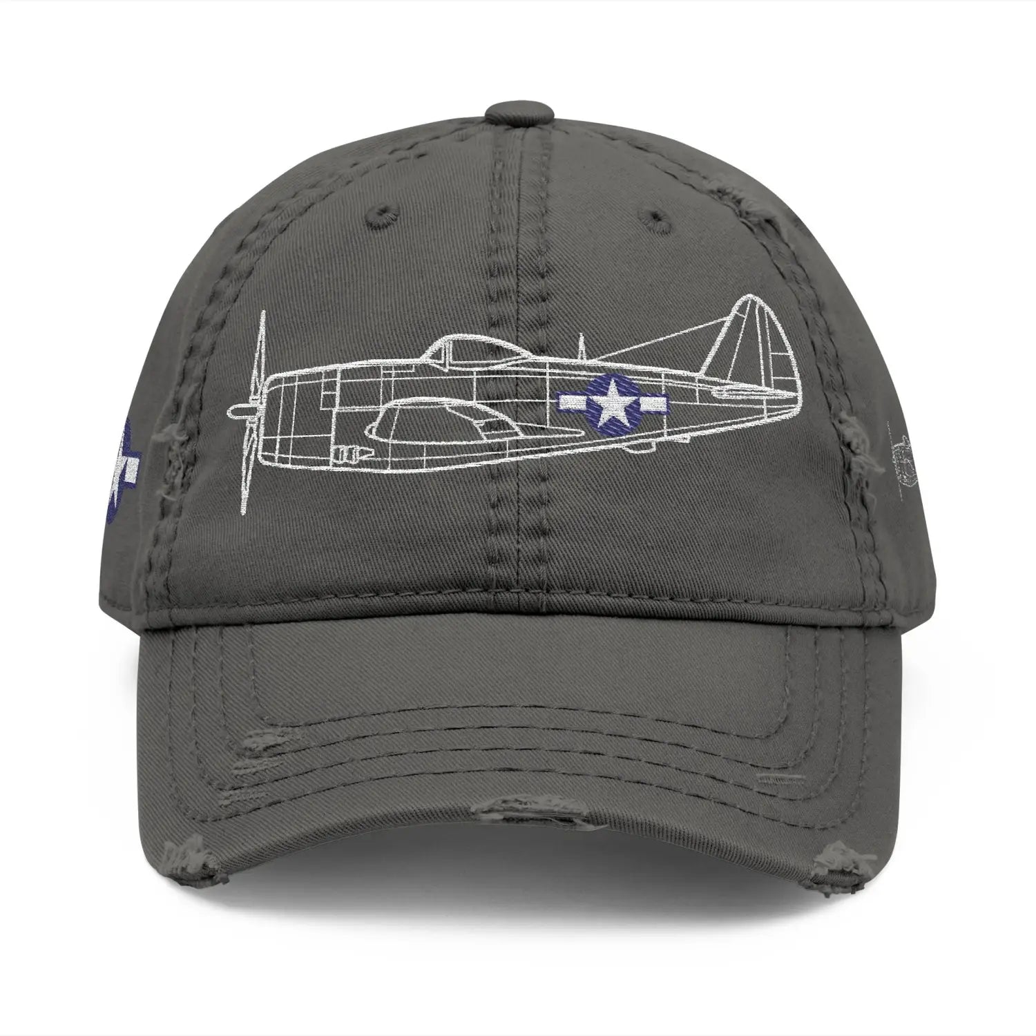 P-47D Thunderbolt Star and Bars Embroidered Cap - Hats - Pilot gifts - WWII warbird t-shirt