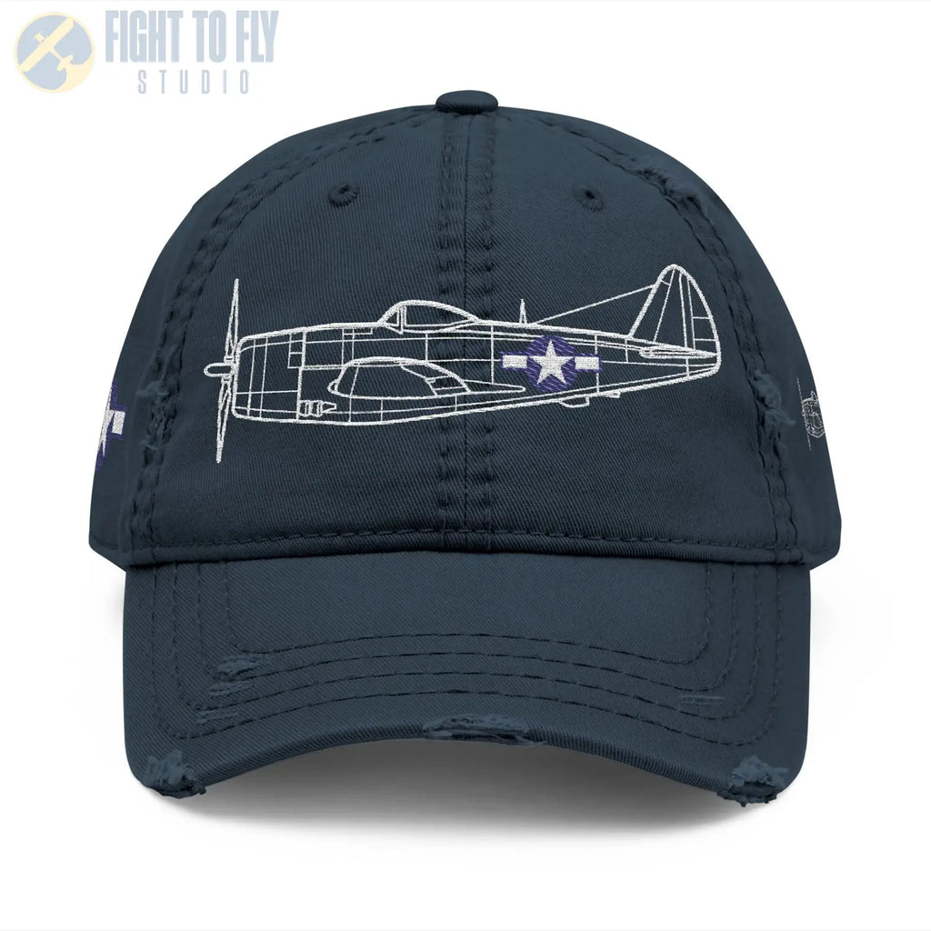 P-47D Thunderbolt Star and Bars Embroidered Cap - Hats - Pilot gifts - WWII warbird t-shirt