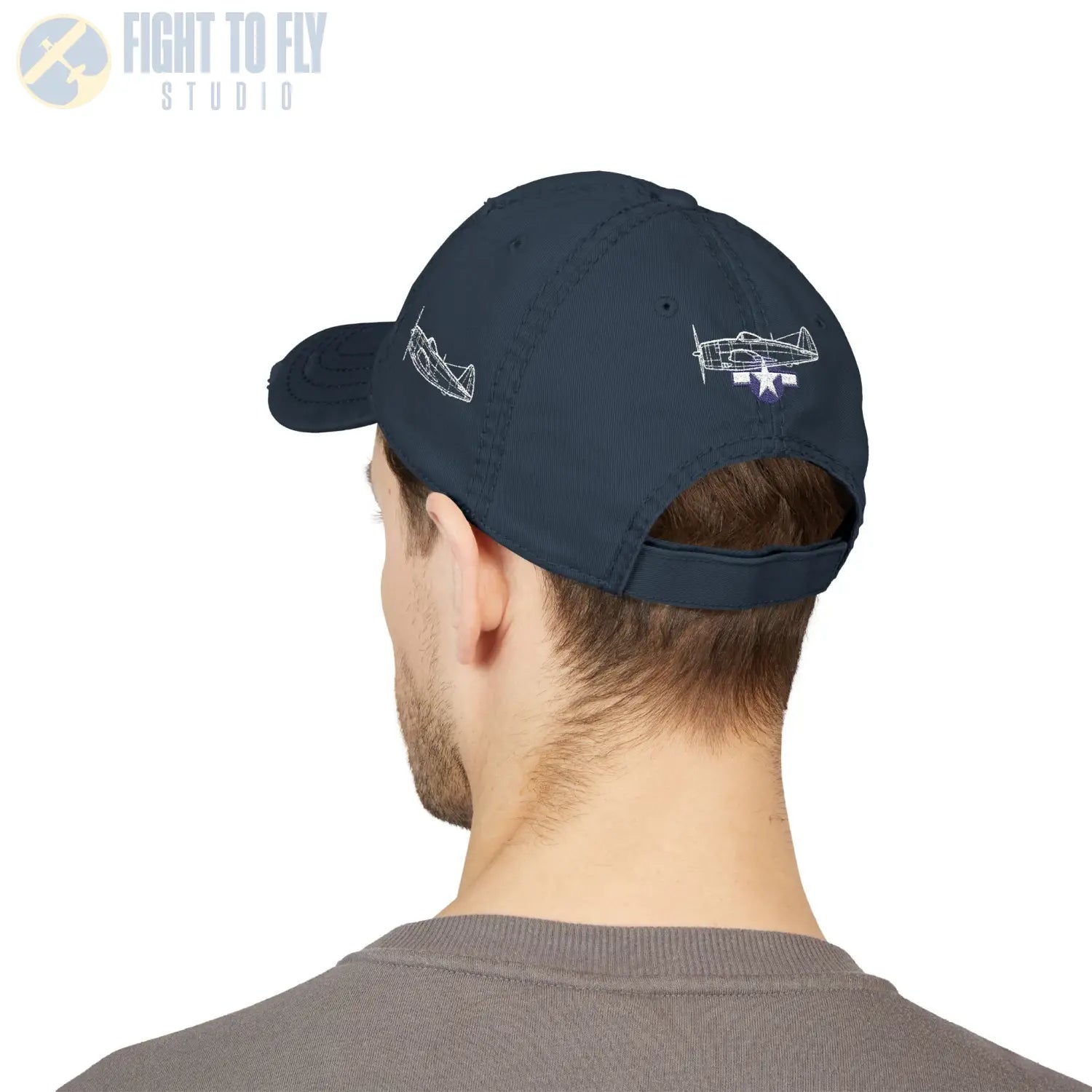 P-47D Thunderbolt Star and Bars Embroidered Cap - Hats - Pilot gifts - WWII warbird t-shirt