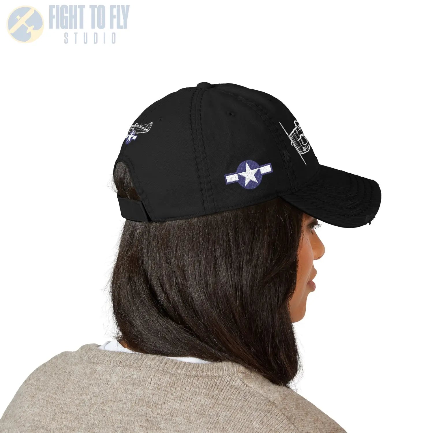 P-47D Thunderbolt Star and Bars Embroidered Cap - Hats - Pilot gifts - WWII warbird t-shirt
