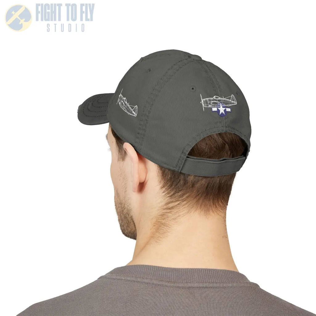 P-47D Thunderbolt Star and Bars Embroidered Cap - Hats - Pilot gifts - WWII warbird t-shirt