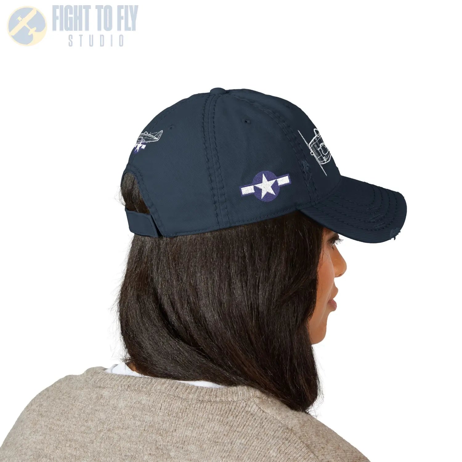 P-47D Thunderbolt Star and Bars Embroidered Cap - Hats - Pilot gifts - WWII warbird t-shirt