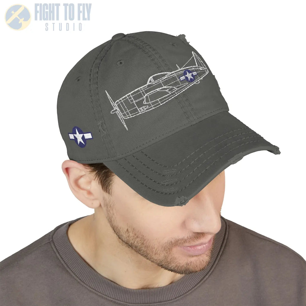 P-47D Thunderbolt Star and Bars Embroidered Cap - Hats - Pilot gifts - WWII warbird t-shirt