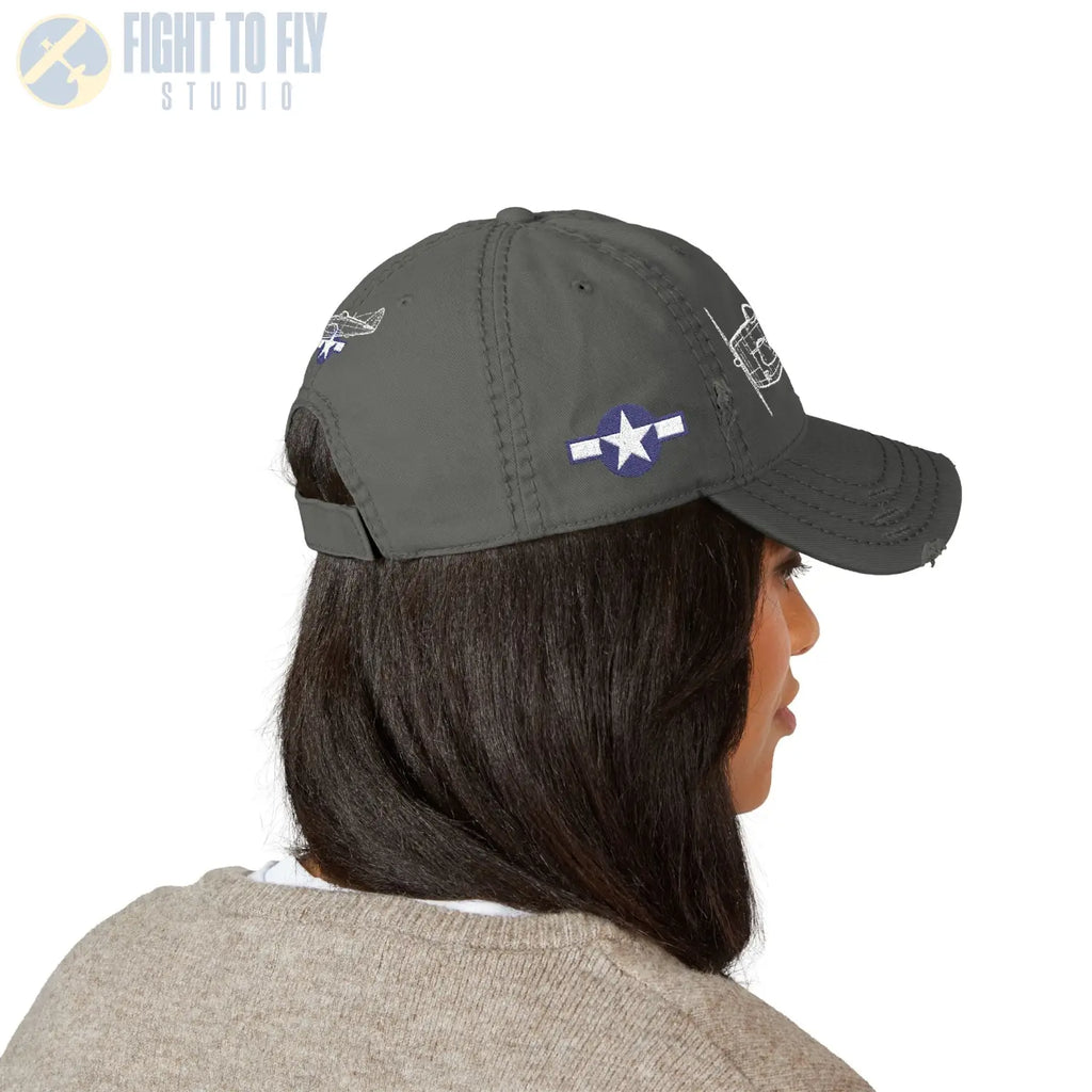 P-47D Thunderbolt Star and Bars Embroidered Cap - Hats - Pilot gifts - WWII warbird t-shirt