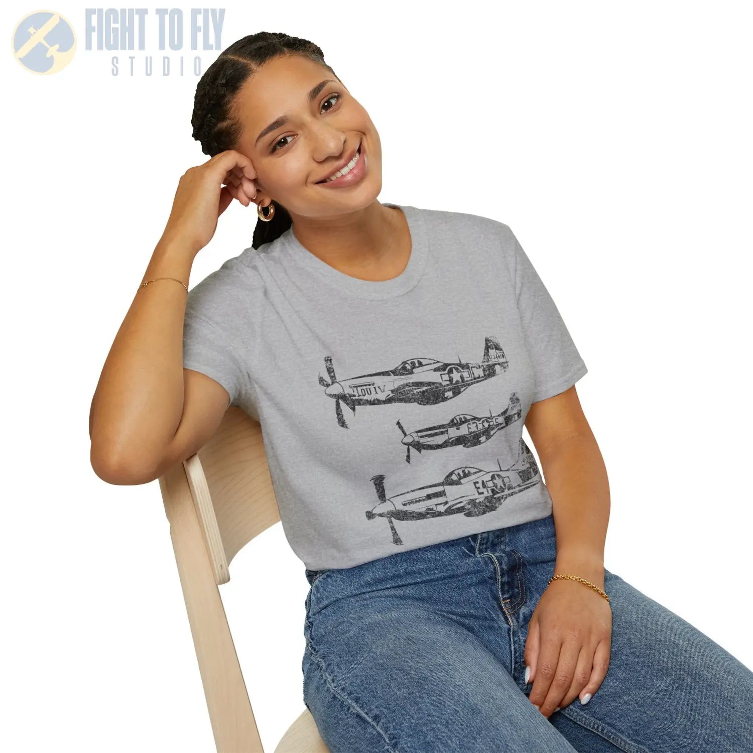 P-51 Mustang “Three in Formation” WWII T-Shirt - Pilot gifts - warbird t-shirt
