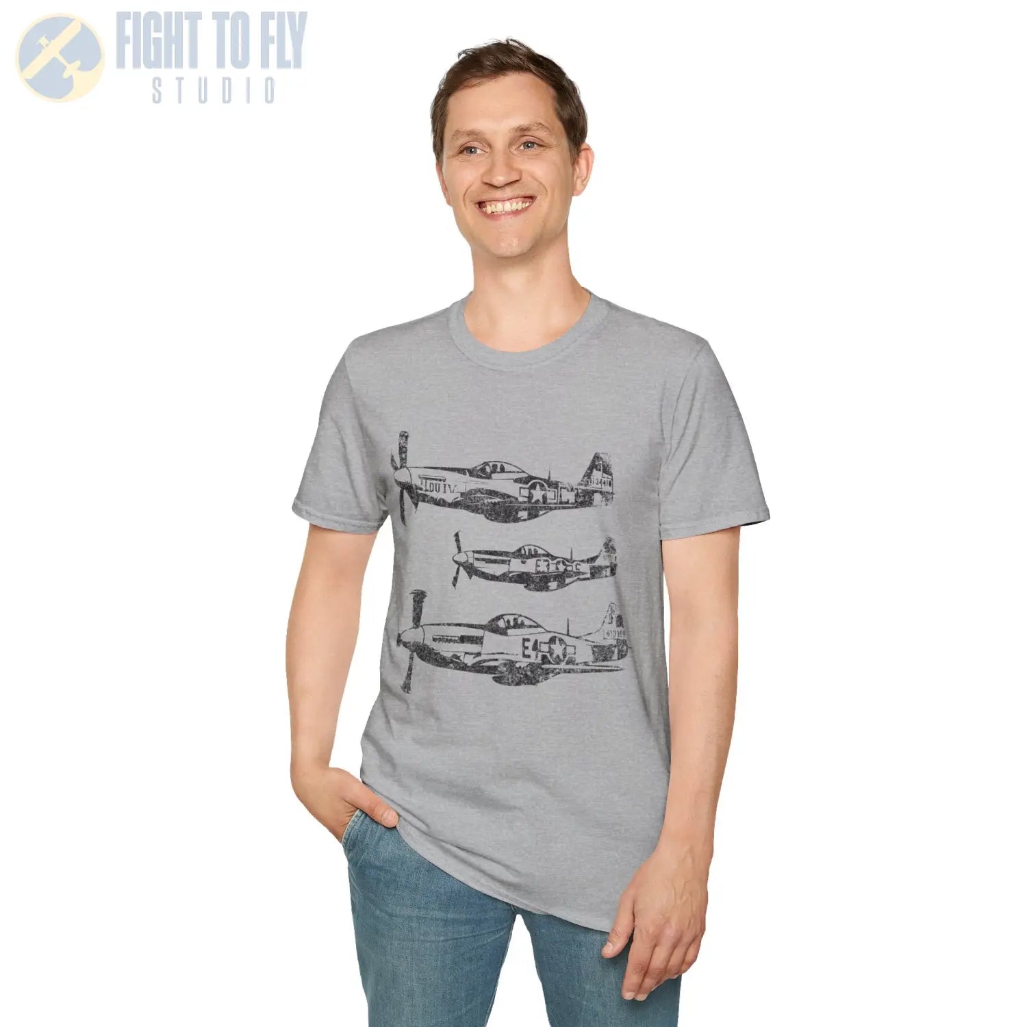 P-51 Mustang “Three in Formation” WWII T-Shirt - Pilot gifts - warbird t-shirt