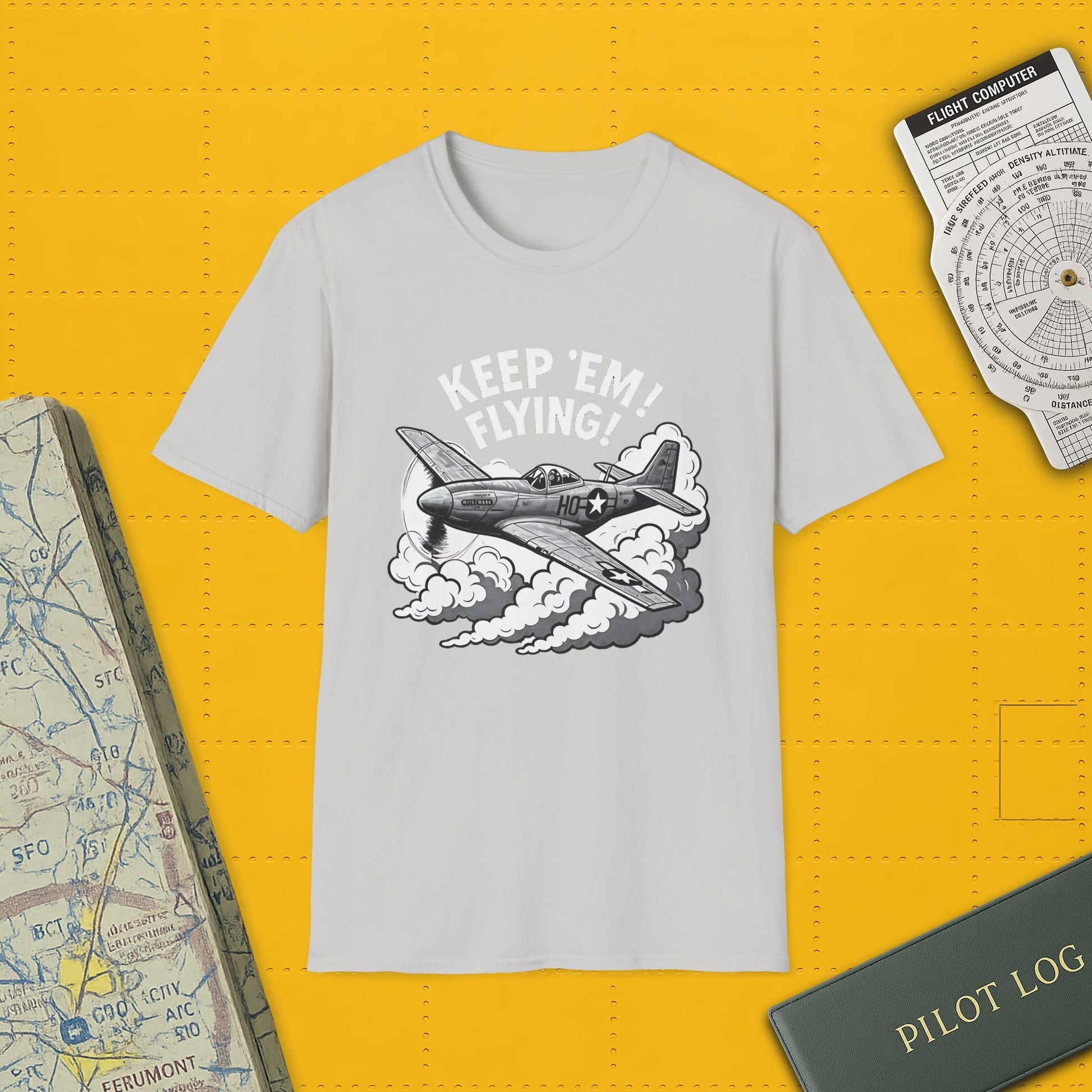 P 51 Premium T Shirt – “Keep ’Em Flying!” WWII Mustang Fighter Tee Pilot gifts warbird t shirt