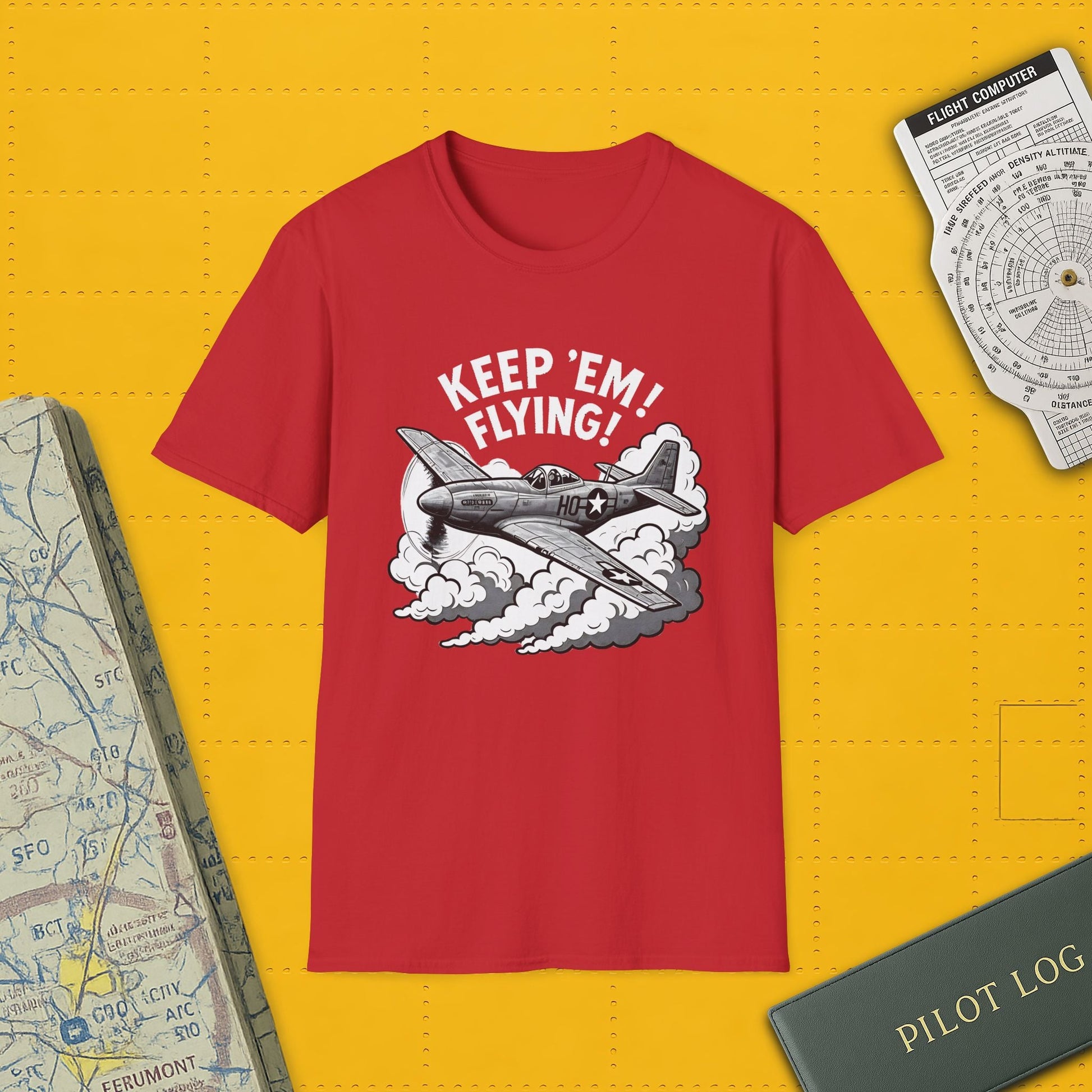 P 51 Premium T Shirt – “Keep ’Em Flying!” WWII Mustang Fighter Tee Pilot gifts warbird t shirt