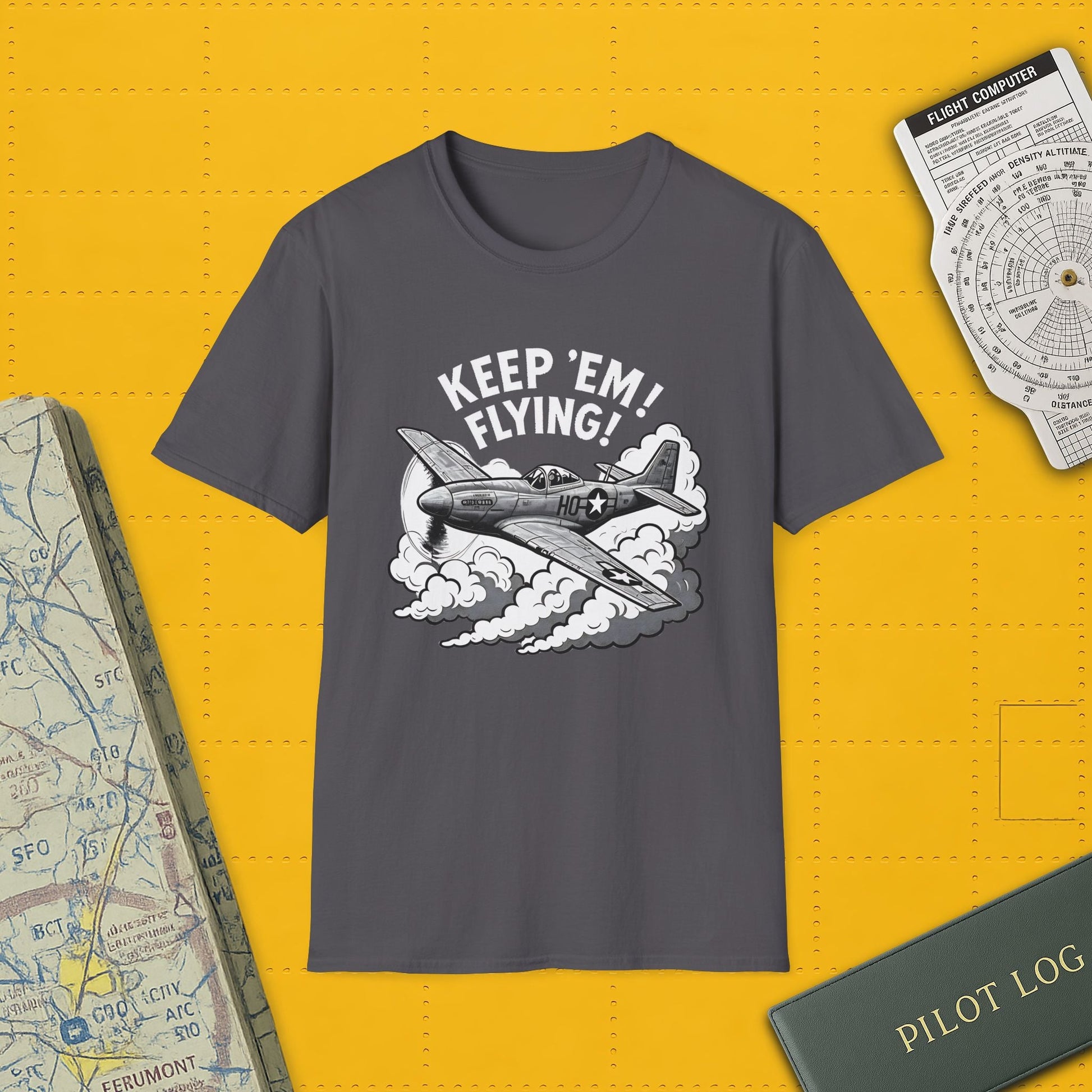 P 51 Premium T Shirt – “Keep ’Em Flying!” WWII Mustang Fighter Tee Pilot gifts warbird t shirt