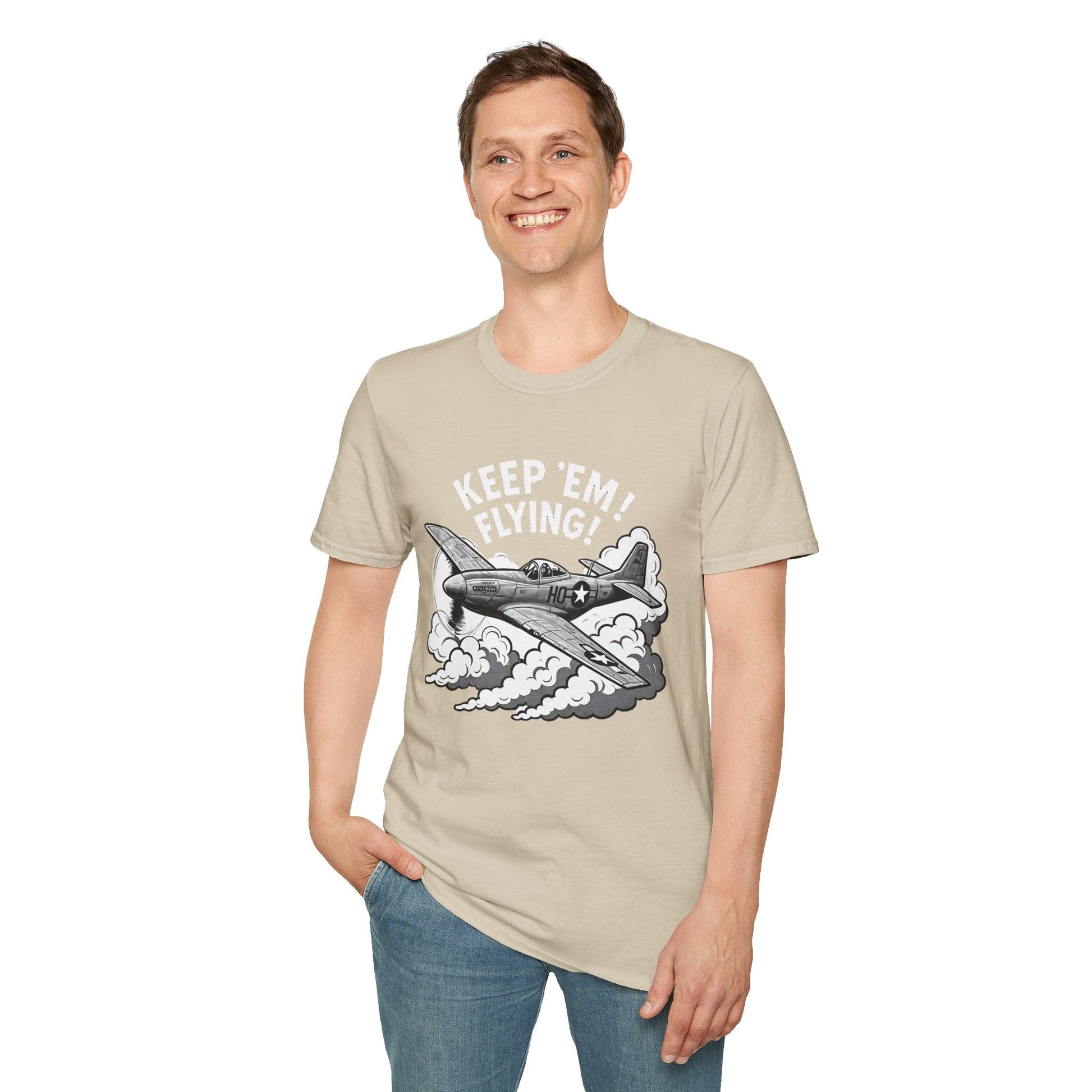 P 51 Premium T Shirt – “Keep ’Em Flying!” WWII Mustang Fighter Tee Pilot gifts warbird t shirt