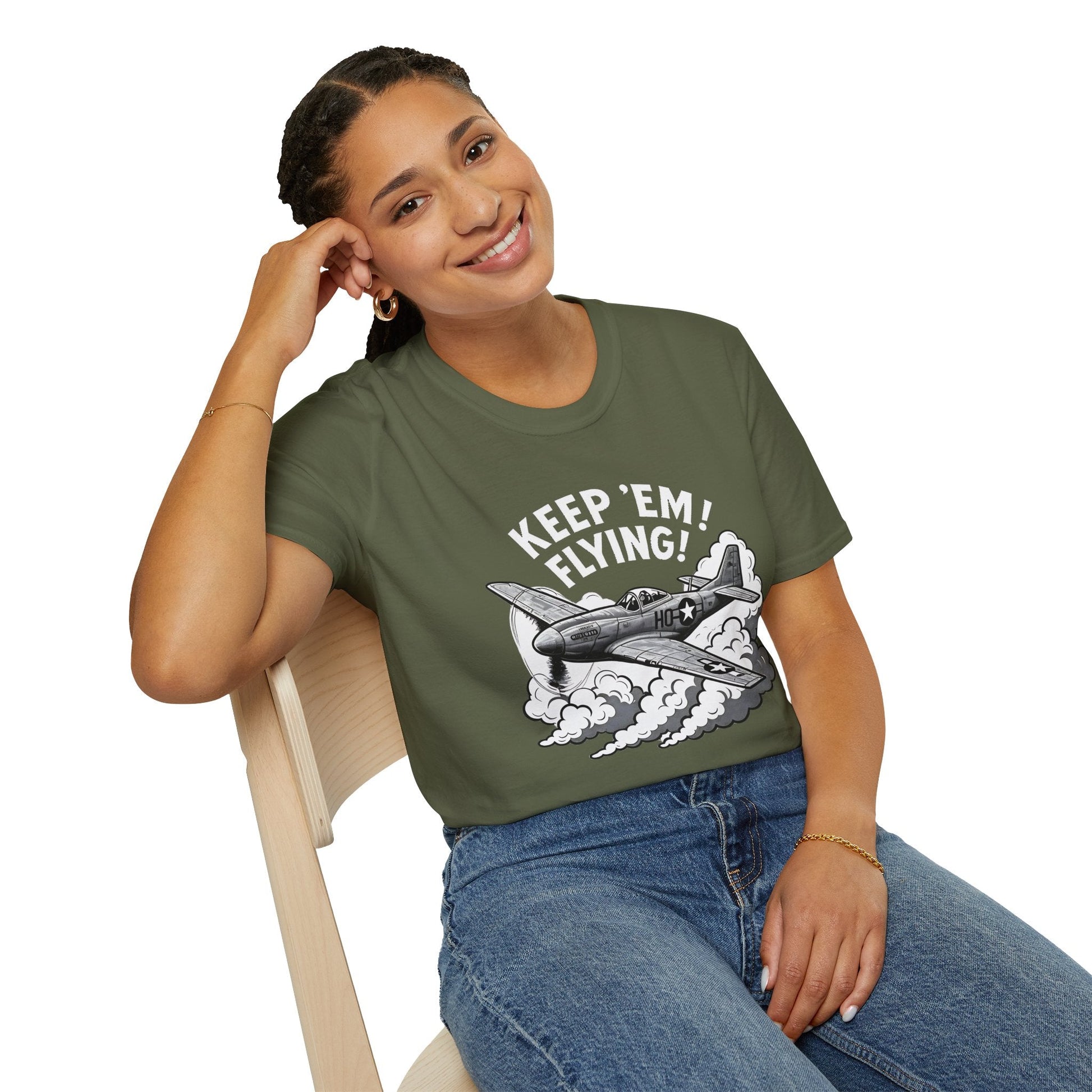 P 51 Premium T Shirt – “Keep ’Em Flying!” WWII Mustang Fighter Tee Pilot gifts warbird t shirt
