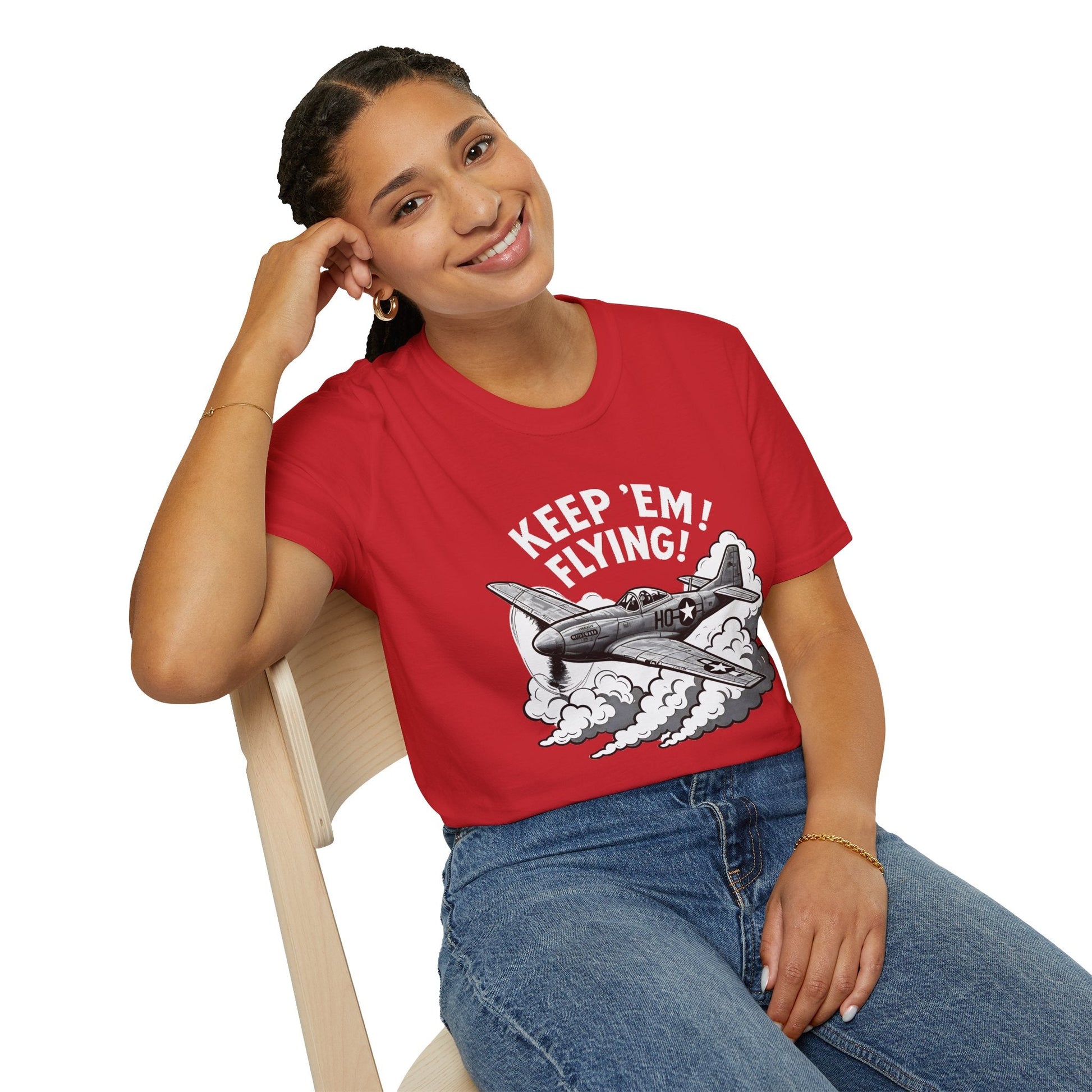 P 51 Premium T Shirt – “Keep ’Em Flying!” WWII Mustang Fighter Tee Pilot gifts warbird t shirt