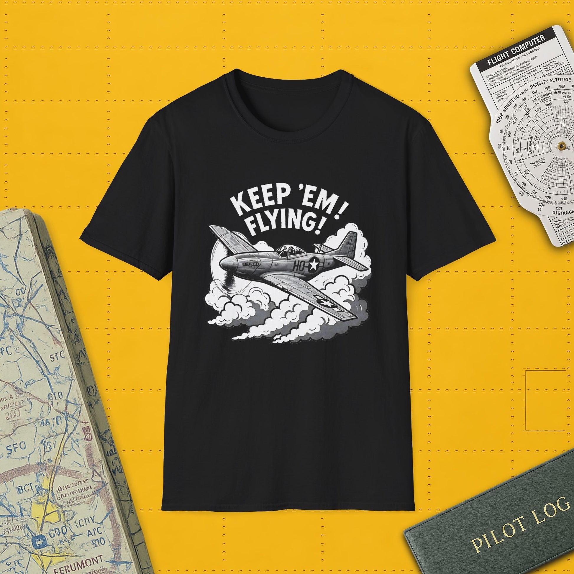 P 51 Premium T Shirt – “Keep ’Em Flying!” WWII Mustang Fighter Tee Pilot gifts warbird t shirt