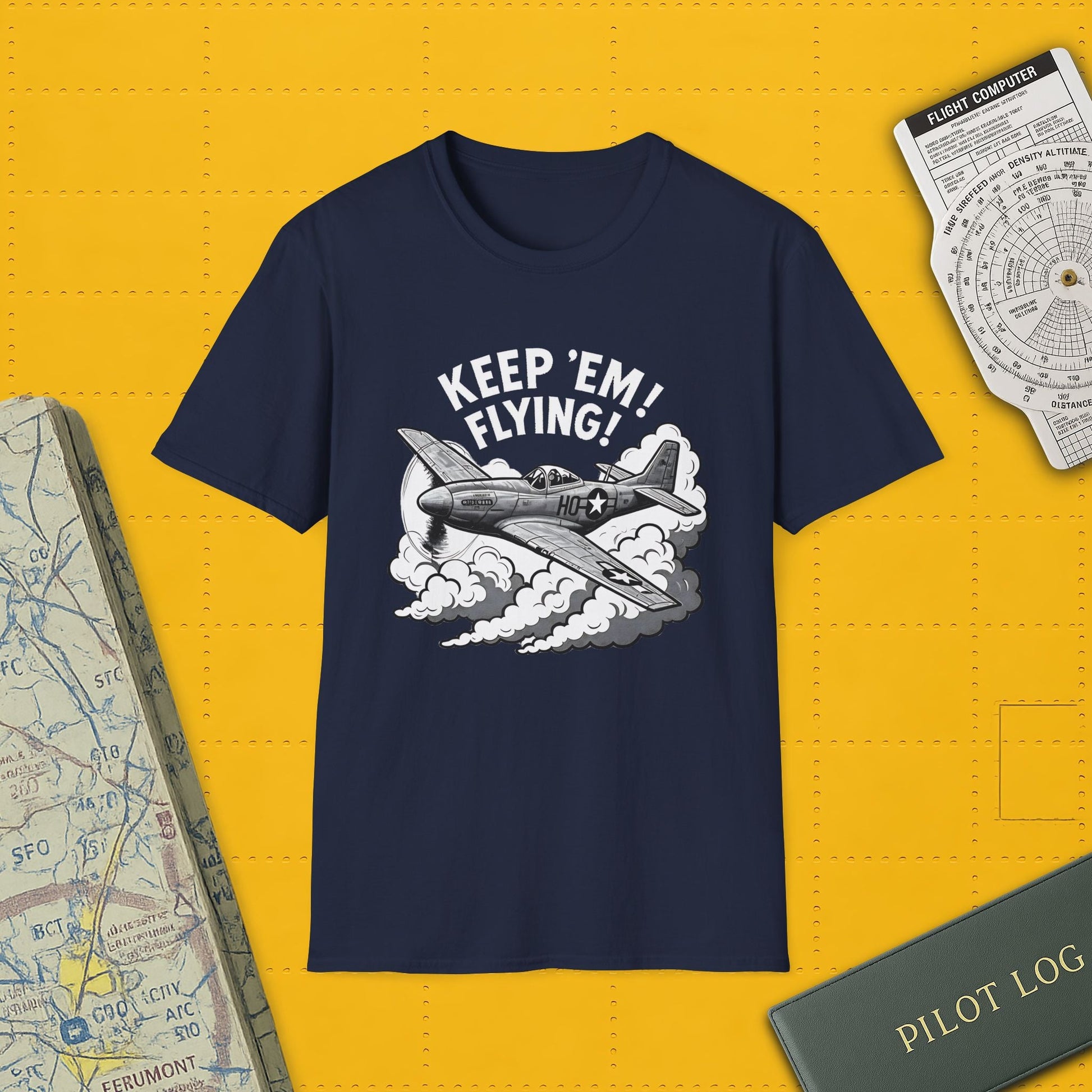 P 51 Premium T Shirt – “Keep ’Em Flying!” WWII Mustang Fighter Tee Pilot gifts warbird t shirt