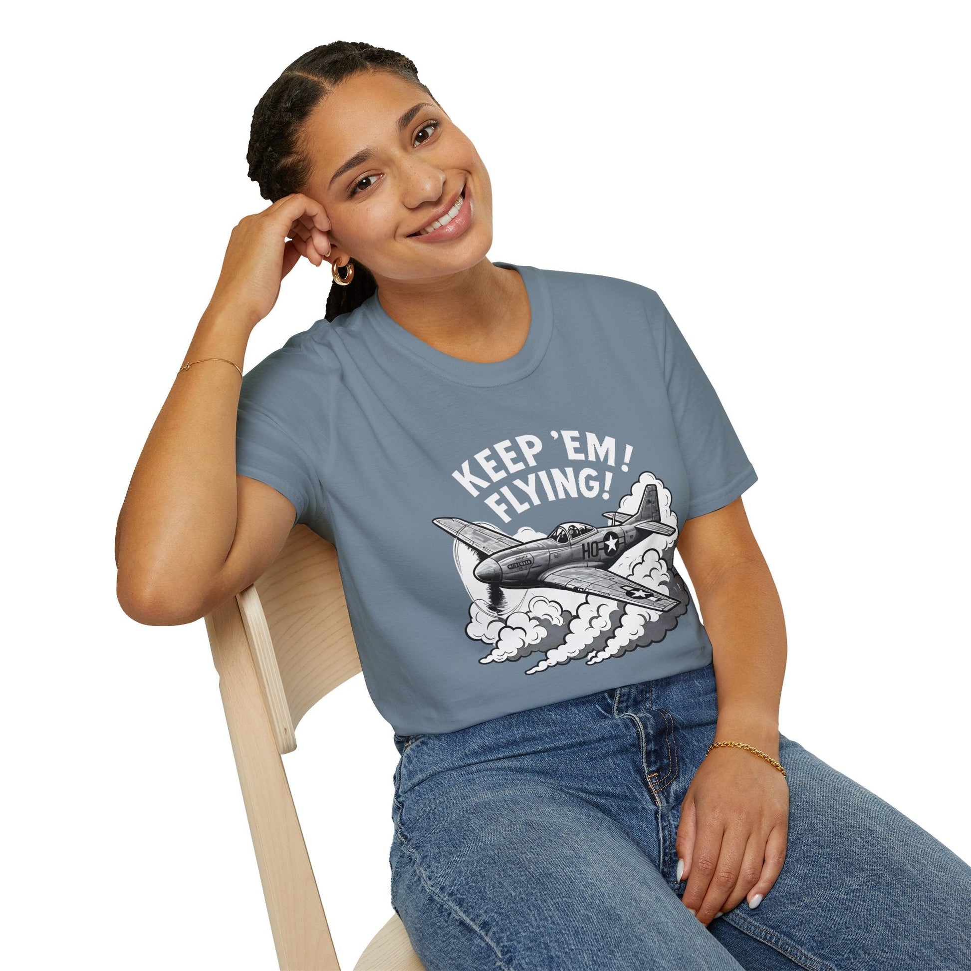 P 51 Premium T Shirt – “Keep ’Em Flying!” WWII Mustang Fighter Tee Pilot gifts warbird t shirt