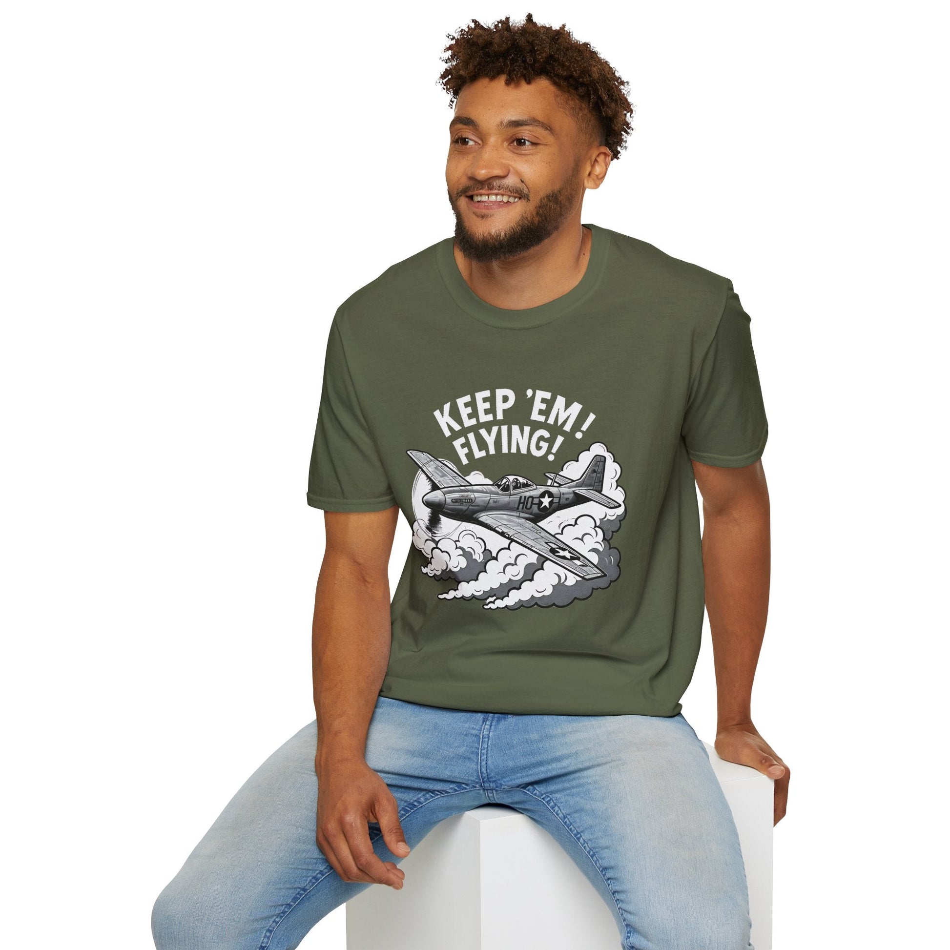 P 51 Premium T Shirt – “Keep ’Em Flying!” WWII Mustang Fighter Tee Pilot gifts warbird t shirt