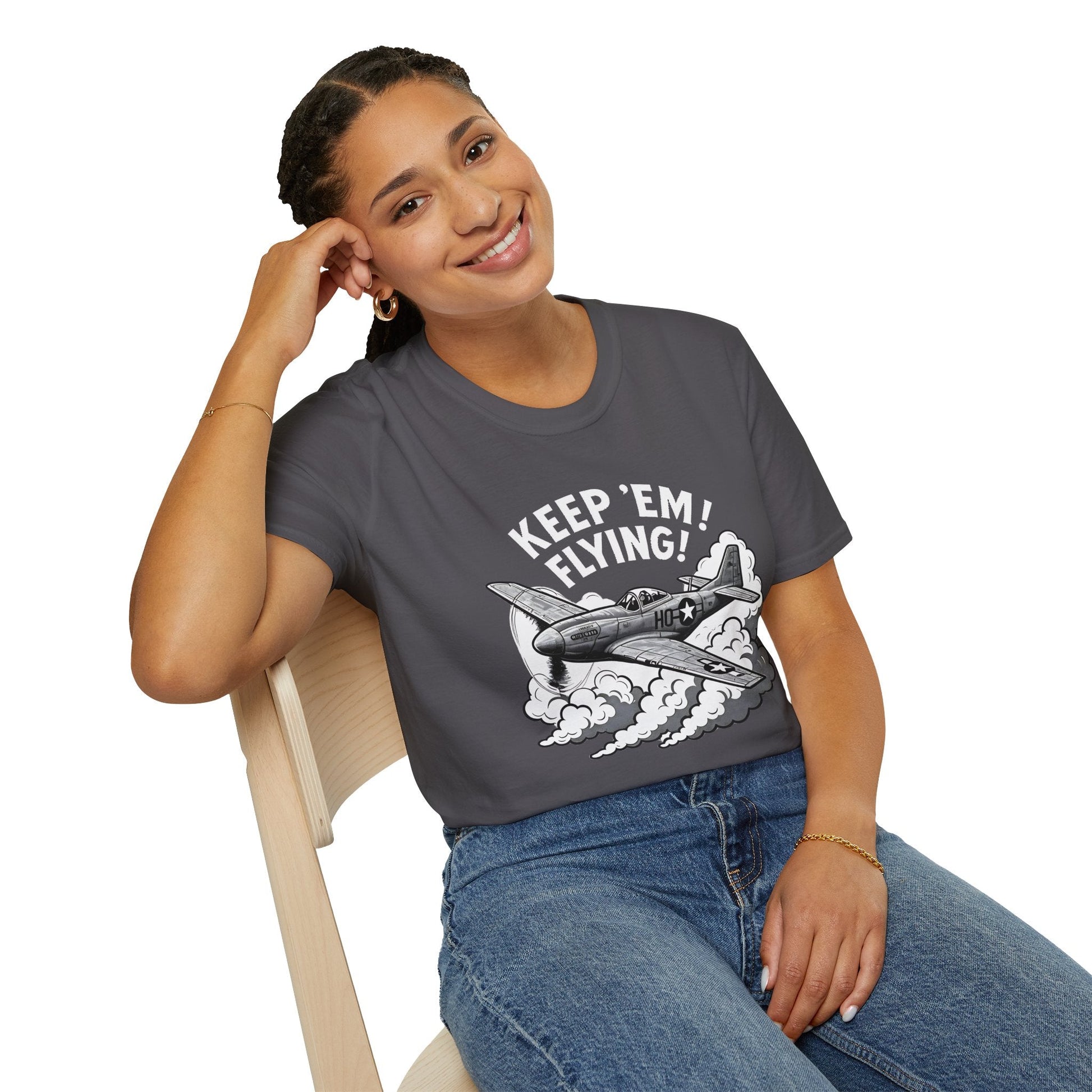 P 51 Premium T Shirt – “Keep ’Em Flying!” WWII Mustang Fighter Tee Pilot gifts warbird t shirt