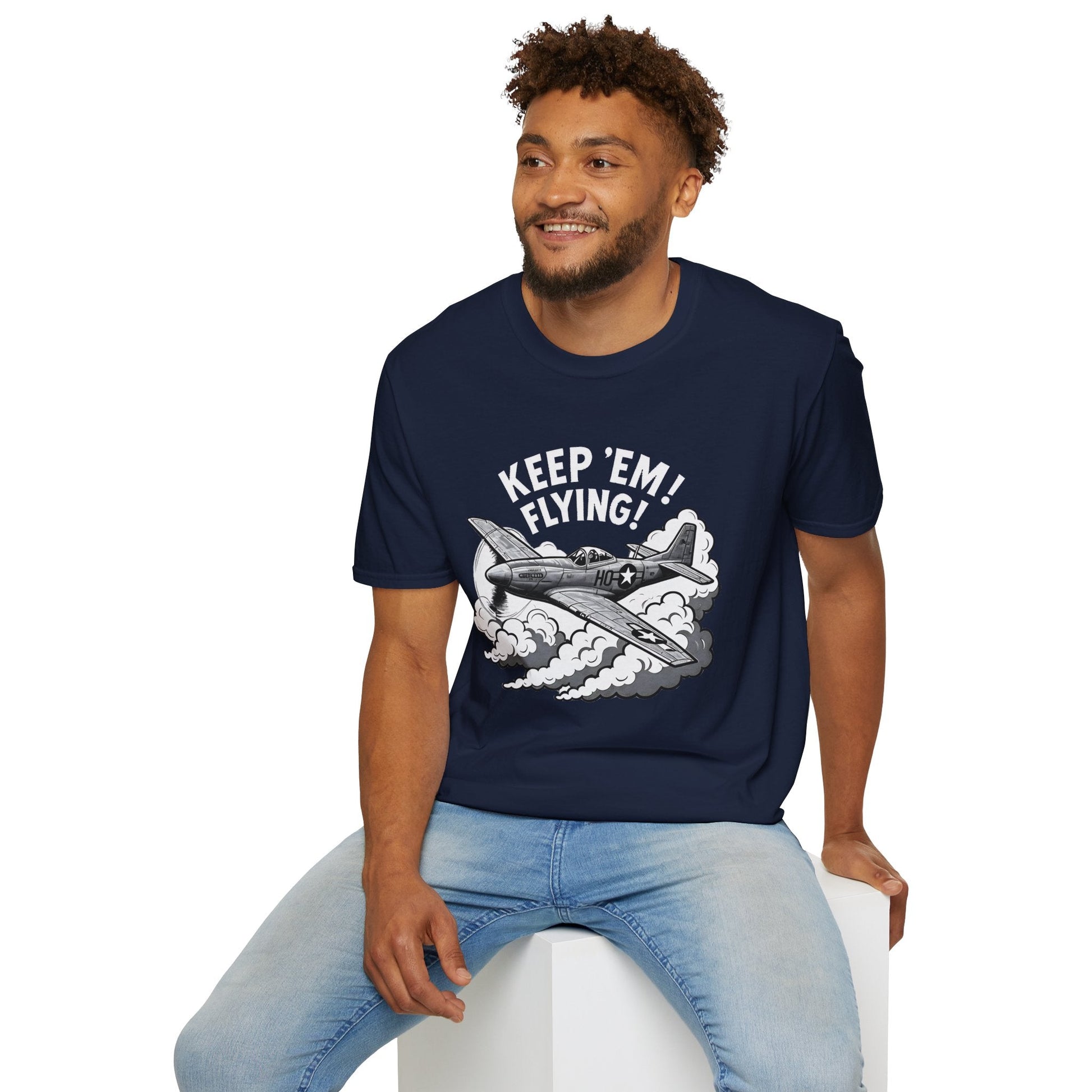 P 51 Premium T Shirt – “Keep ’Em Flying!” WWII Mustang Fighter Tee Pilot gifts warbird t shirt