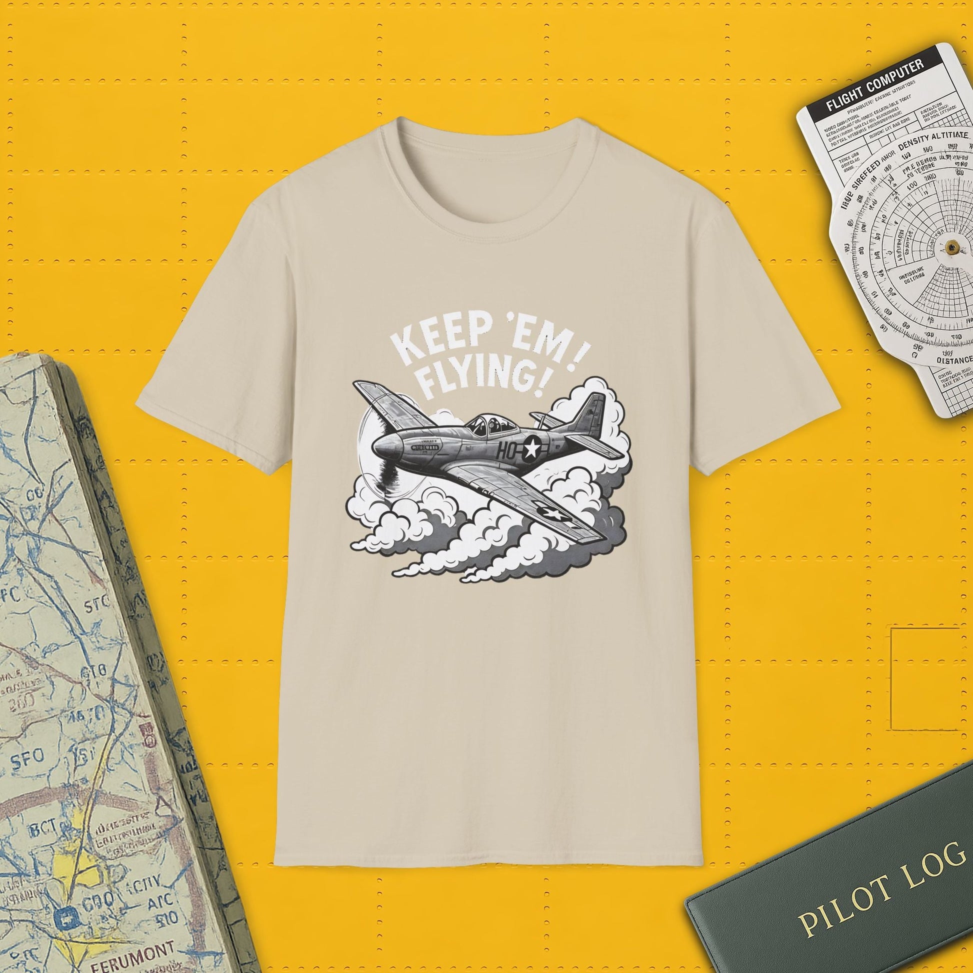 P 51 Premium T Shirt – “Keep ’Em Flying!” WWII Mustang Fighter Tee Pilot gifts warbird t shirt