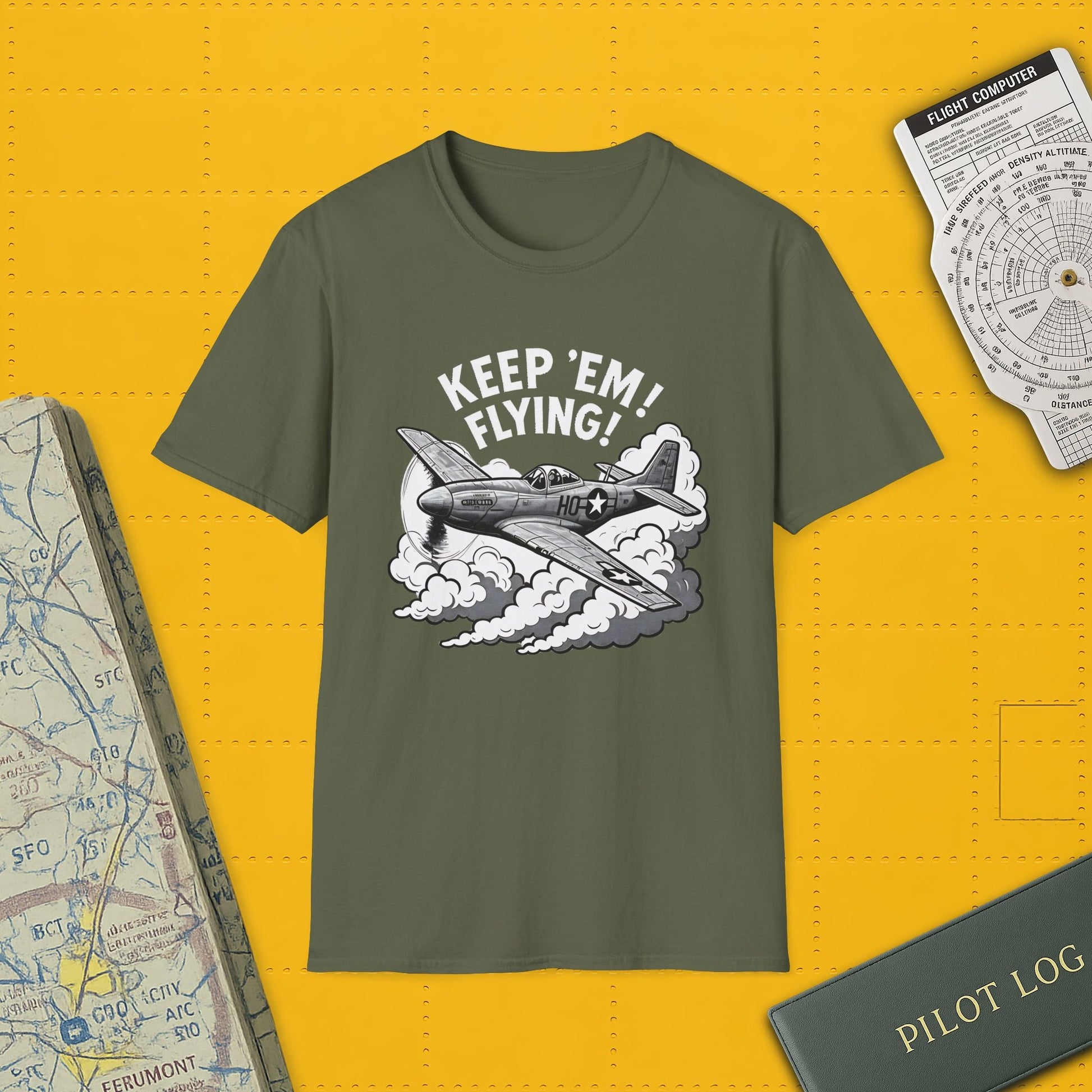 P 51 Premium T Shirt – “Keep ’Em Flying!” WWII Mustang Fighter Tee Pilot gifts warbird t shirt