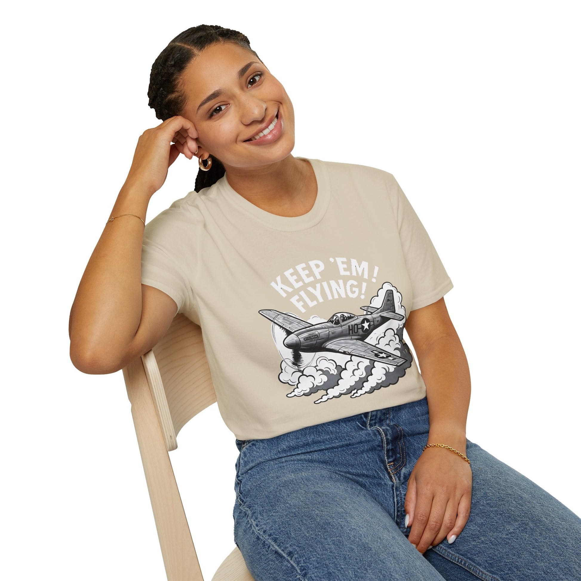 P 51 Premium T Shirt – “Keep ’Em Flying!” WWII Mustang Fighter Tee Pilot gifts warbird t shirt