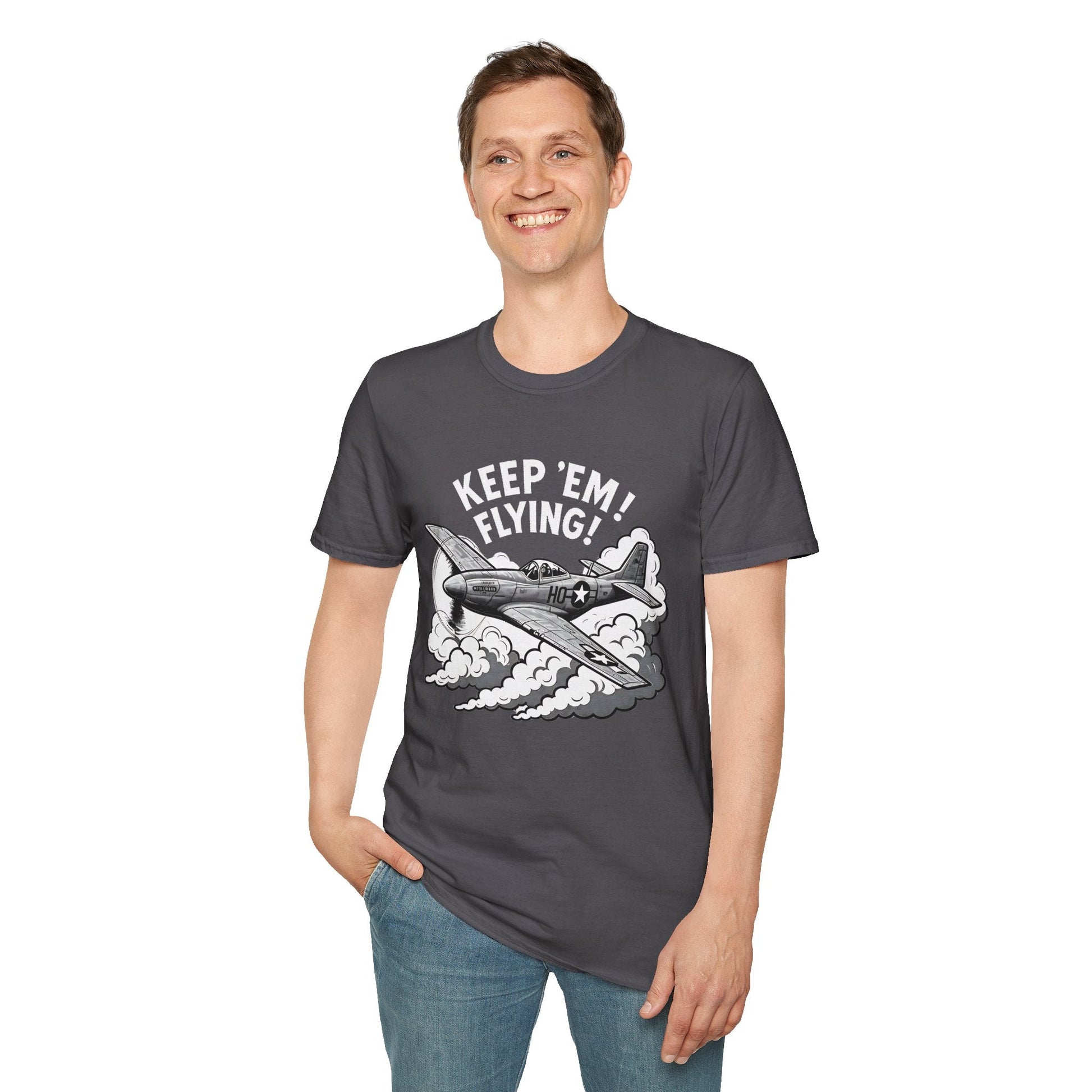 P 51 Premium T Shirt – “Keep ’Em Flying!” WWII Mustang Fighter Tee Pilot gifts warbird t shirt