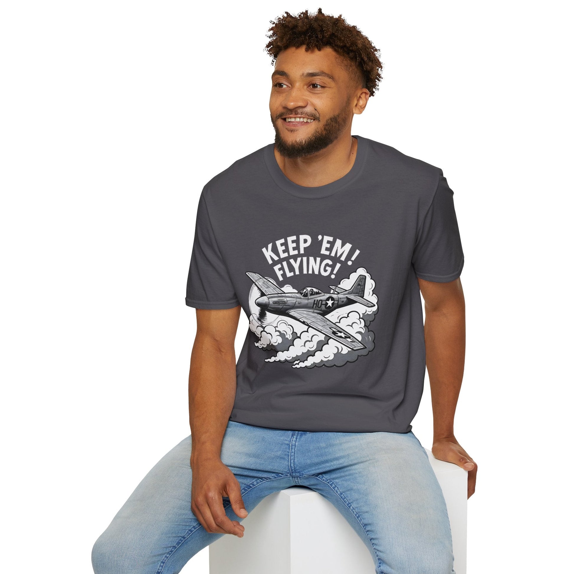 P 51 Premium T Shirt – “Keep ’Em Flying!” WWII Mustang Fighter Tee Pilot gifts warbird t shirt