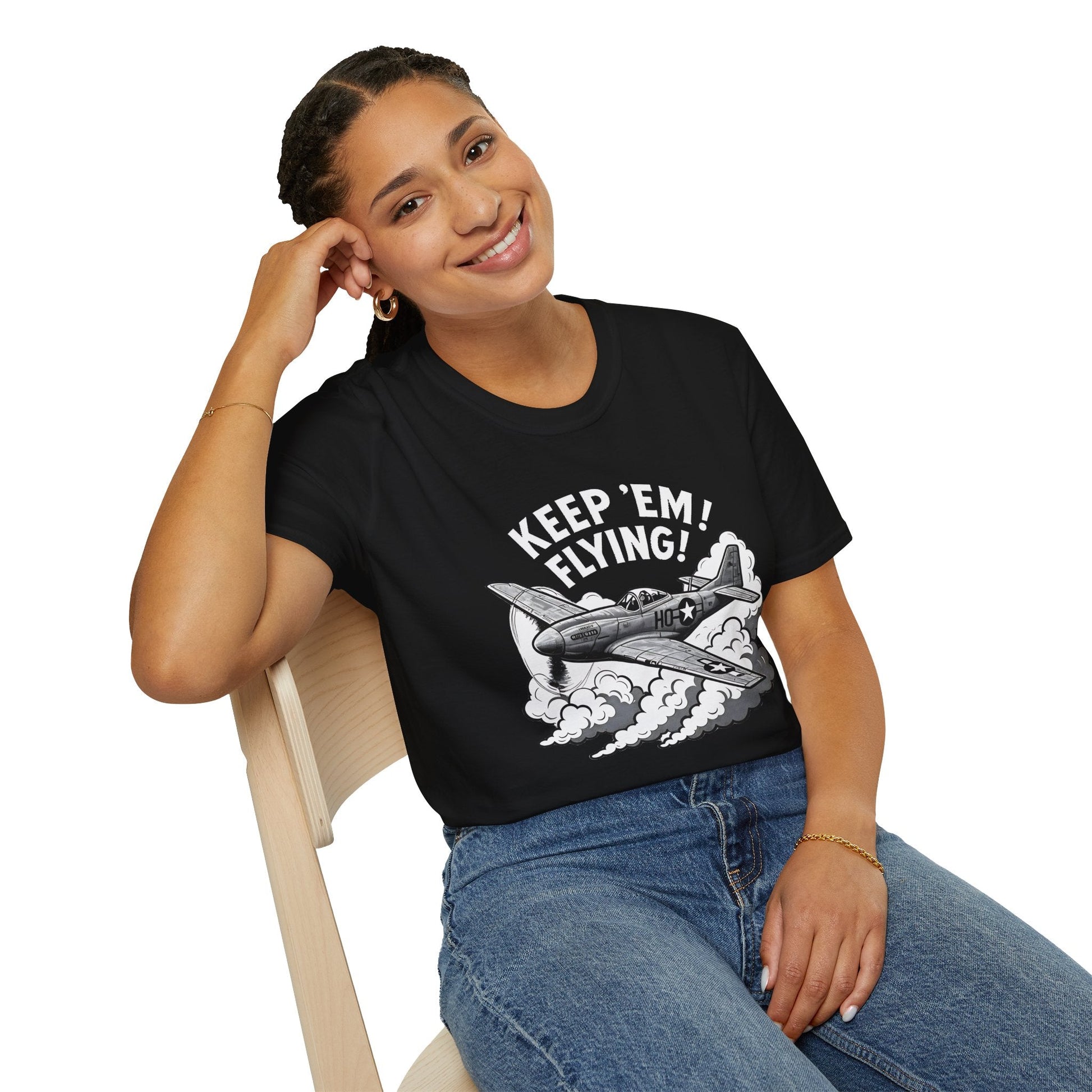 P 51 Premium T Shirt – “Keep ’Em Flying!” WWII Mustang Fighter Tee Pilot gifts warbird t shirt