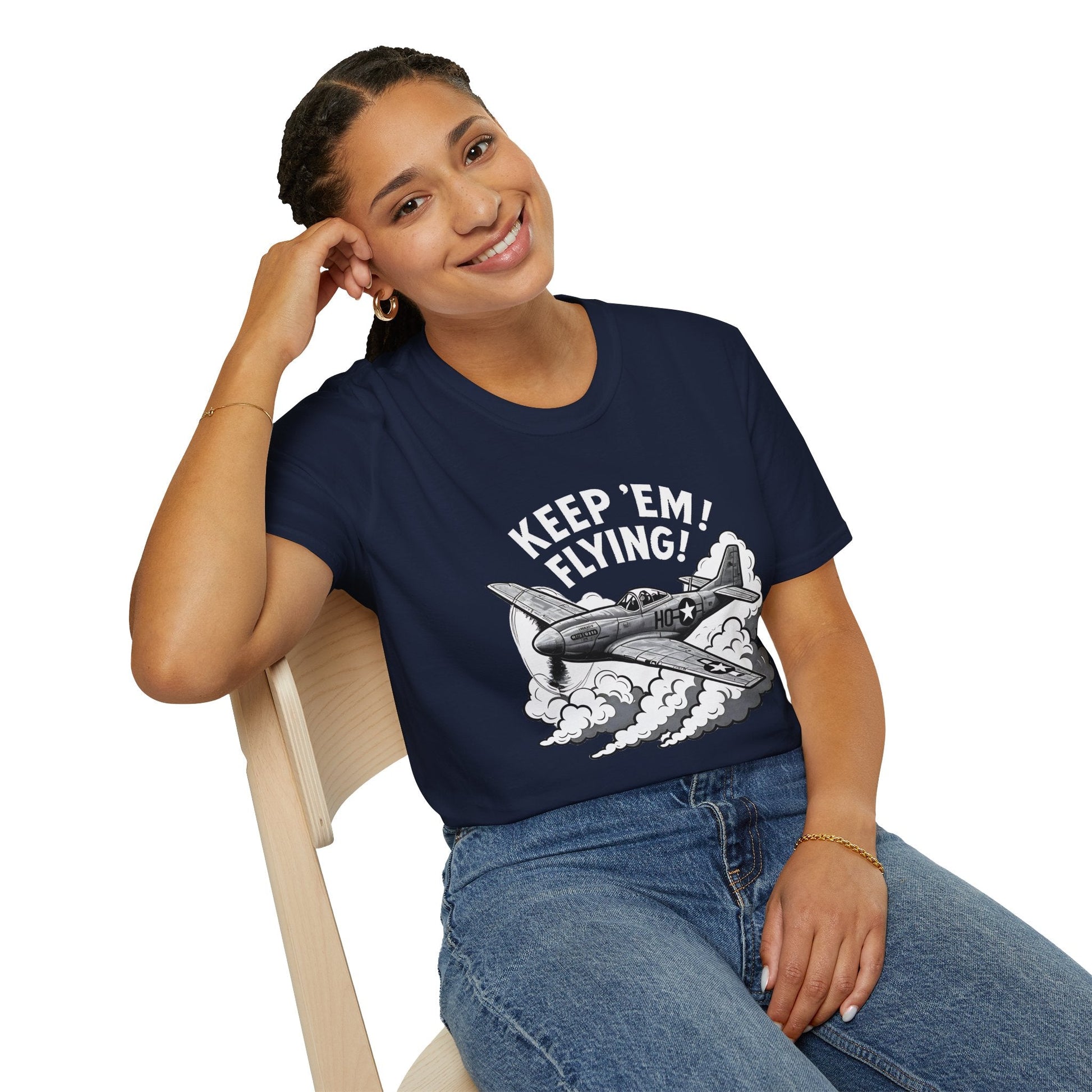 P 51 Premium T Shirt – “Keep ’Em Flying!” WWII Mustang Fighter Tee Pilot gifts warbird t shirt