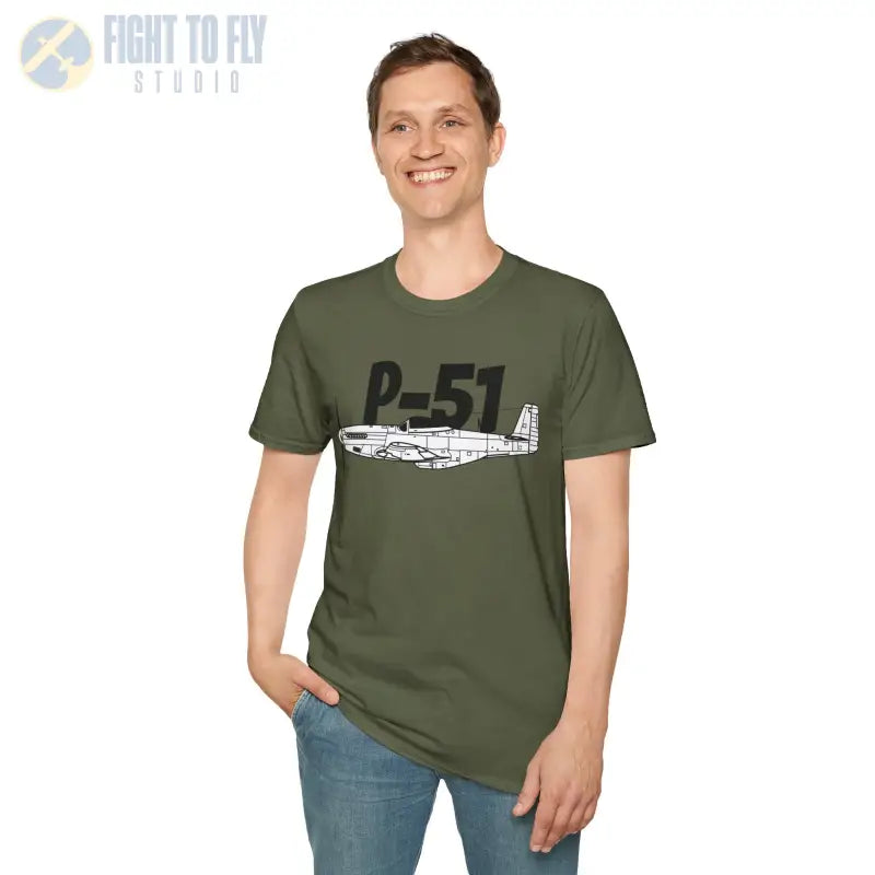 P-51 Side Profile T-Shirt – WWII Long-Range Fighter Tee - Pilot gifts - warbird t-shirt