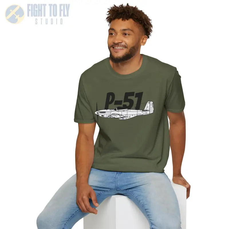 P-51 Side Profile T-Shirt – WWII Long-Range Fighter Tee - Pilot gifts - warbird t-shirt