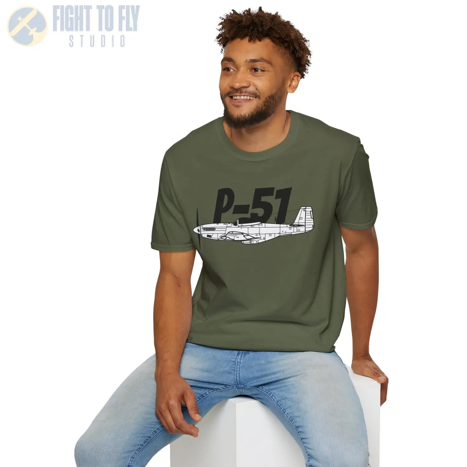 P-51 Mustang Side Profile T-Shirt - Pilot gifts - WWII warbird t-shirt