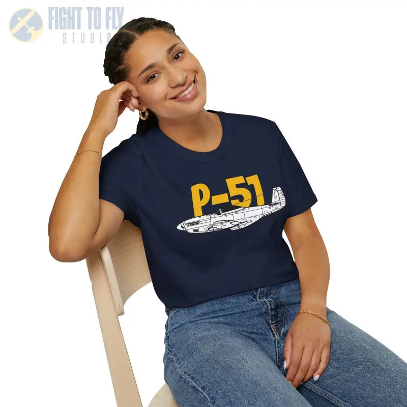 P-51 Side Profile T-Shirt – WWII Long-Range Fighter Tee - Pilot gifts - warbird t-shirt