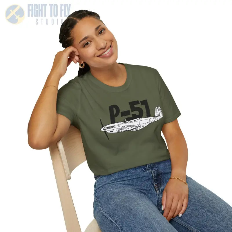 P-51 Side Profile T-Shirt – WWII Long-Range Fighter Tee - Pilot gifts - warbird t-shirt