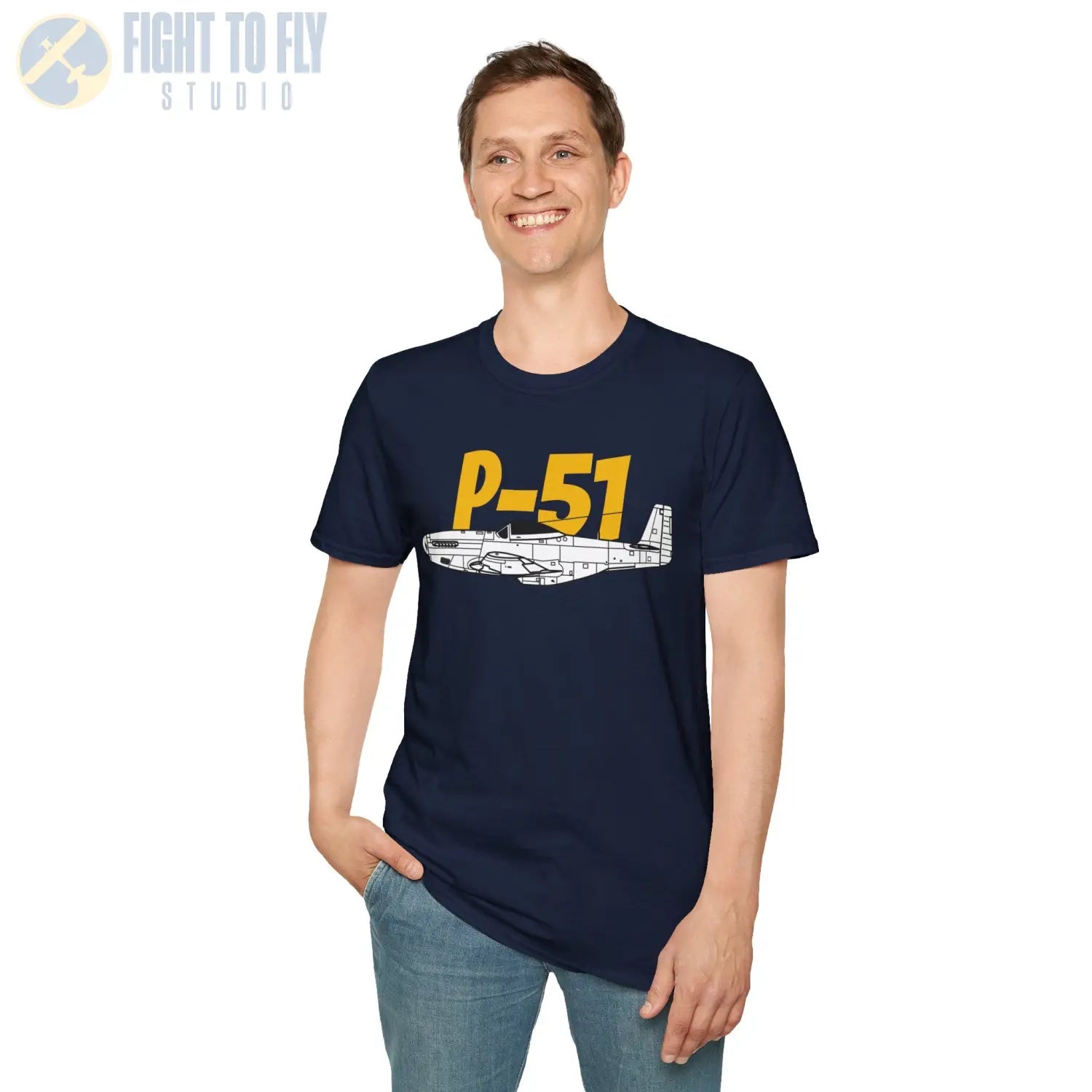 P-51 Mustang Side Profile T-Shirt - Pilot gifts - WWII warbird t-shirt