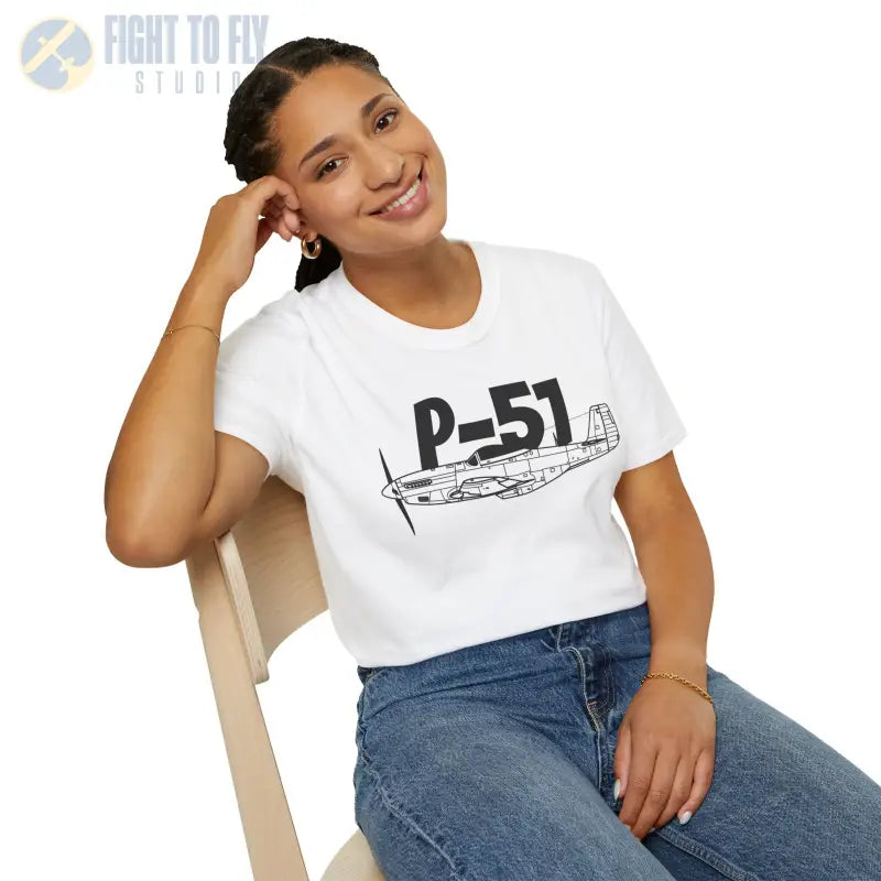 P-51 Side Profile T-Shirt – WWII Long-Range Fighter Tee - Pilot gifts - warbird t-shirt