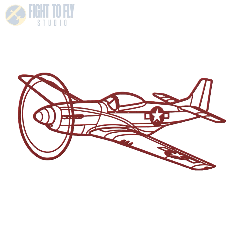 P-51D Flying Die Cut Metal Wall Art - Sign - Pilot gifts - WWII warbird t-shirt