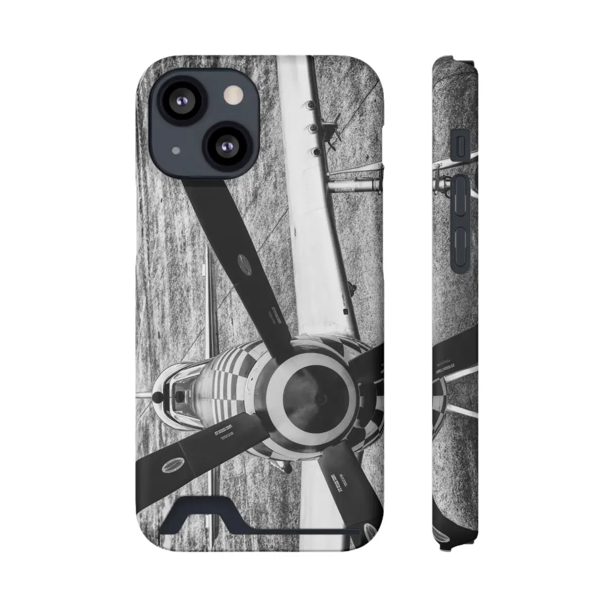 P-51D Mustang Aviation-Inspired Phone Case with Card Holder - Vintage Propeller Design - Gifts for pilots - Aviation