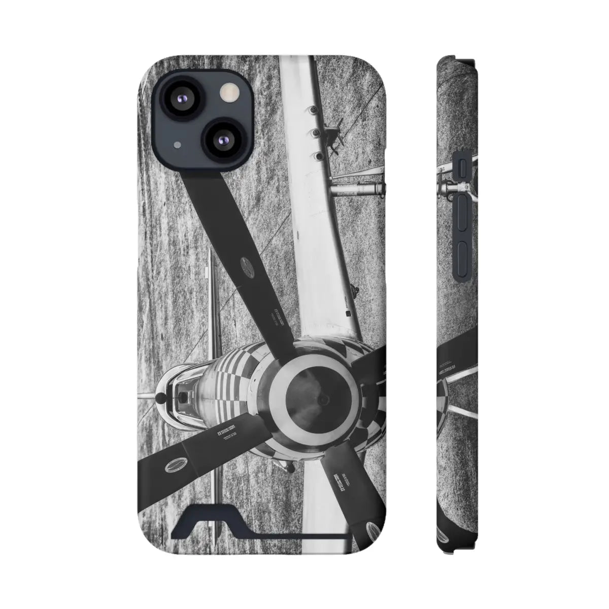 P-51D Mustang Aviation-Inspired Phone Case with Card Holder - Vintage Propeller Design - Gifts for pilots - Aviation