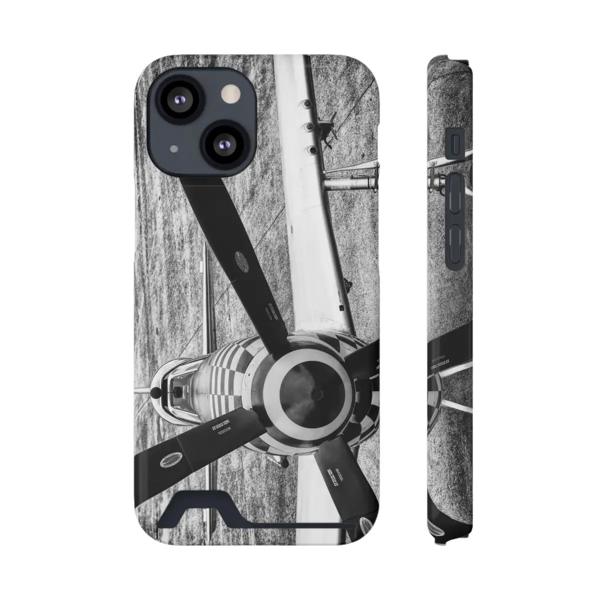 P-51D Mustang Aviation-Inspired Phone Case with Card Holder - Vintage Propeller Design - Gifts for pilots - Aviation