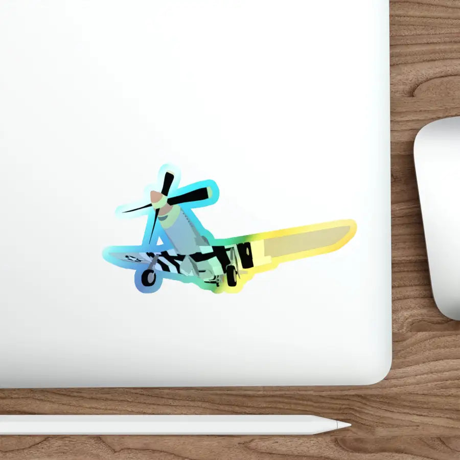 P-51D Mustang Holographic Die-Cut Airplane Sticker - Paper products - Pilot gifts - WWII warbird t-shirt