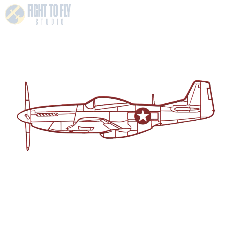 P-51D Side Die Cut Metal Wall Art - Sign - Pilot gifts - WWII warbird t-shirt