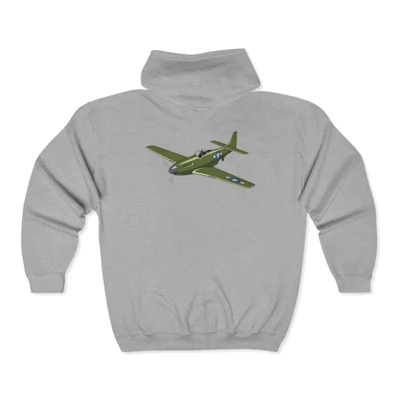 P-51D WWII Fighter Warbird Full Zip Hoodie - Pilot gifts - warbird t-shirt