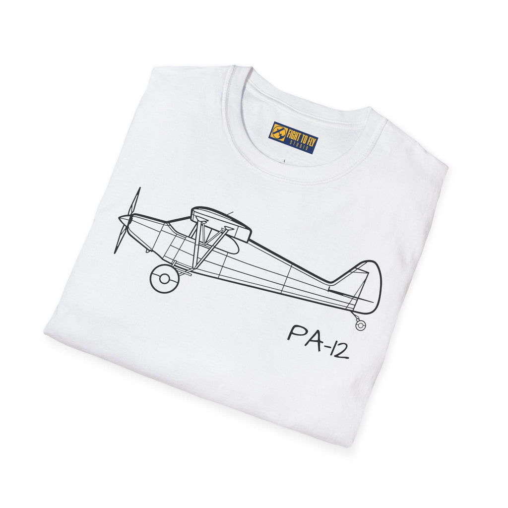 PA-12 T-Shirt – Piper Super Cruiser Taildragger Tee - Gifts for pilots - Aviation apparel