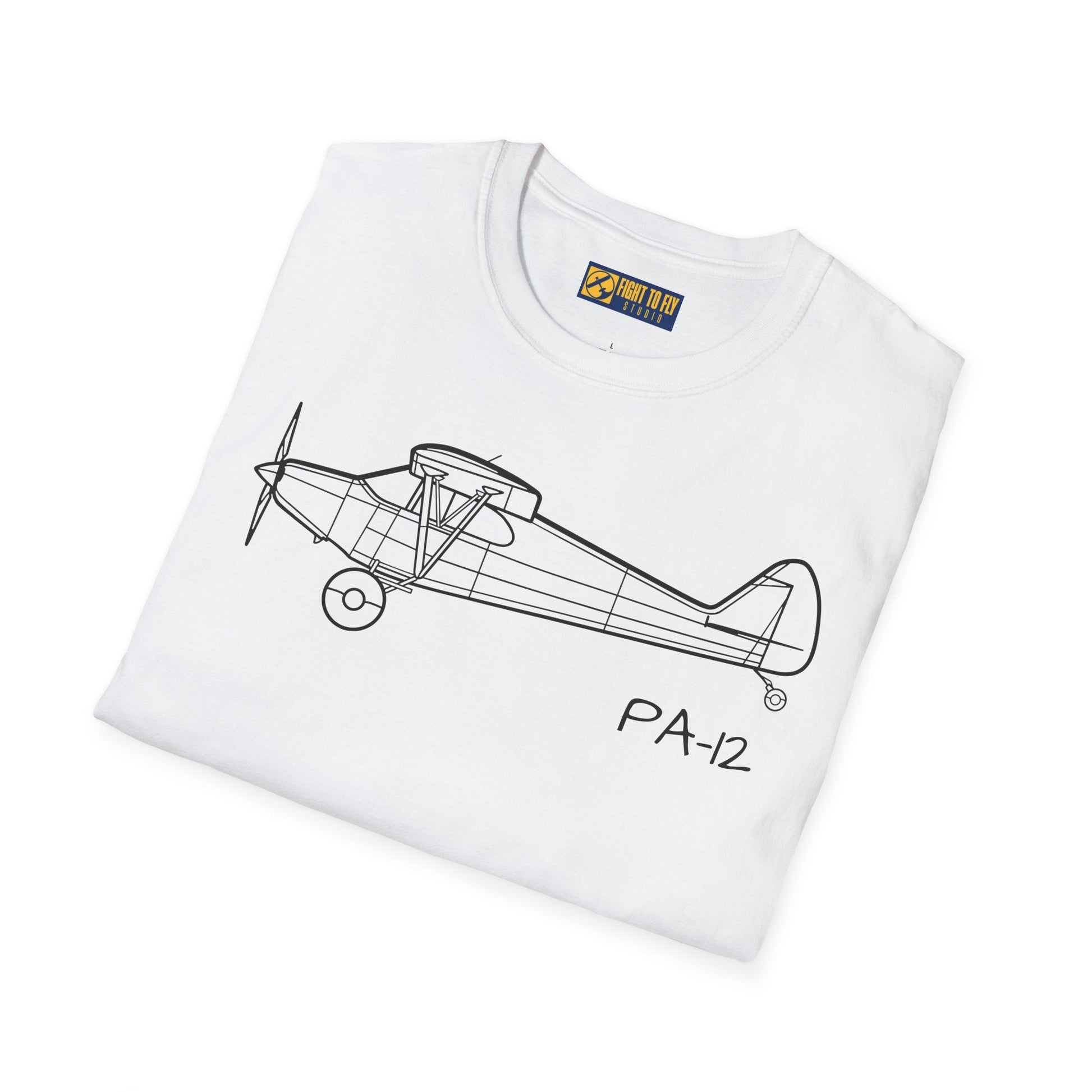 PA-12 T-Shirt – Piper Super Cruiser Taildragger Tee - Gifts for pilots - Aviation apparel