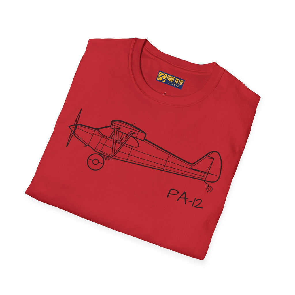 PA-12 T-Shirt – Piper Super Cruiser Taildragger Tee - Gifts for pilots - Aviation apparel