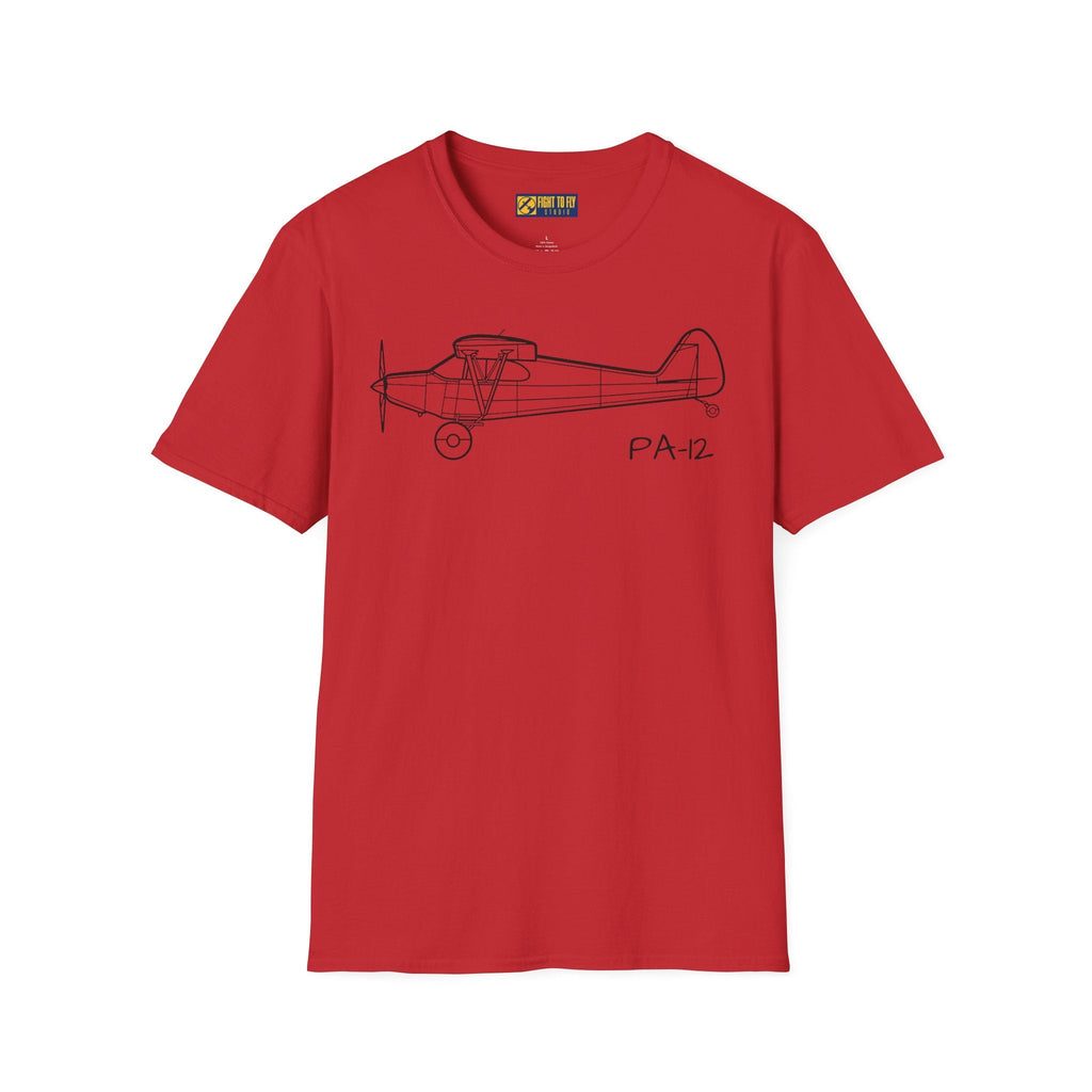 PA-12 T-Shirt – Piper Super Cruiser Taildragger Tee - Gifts for pilots - Aviation apparel