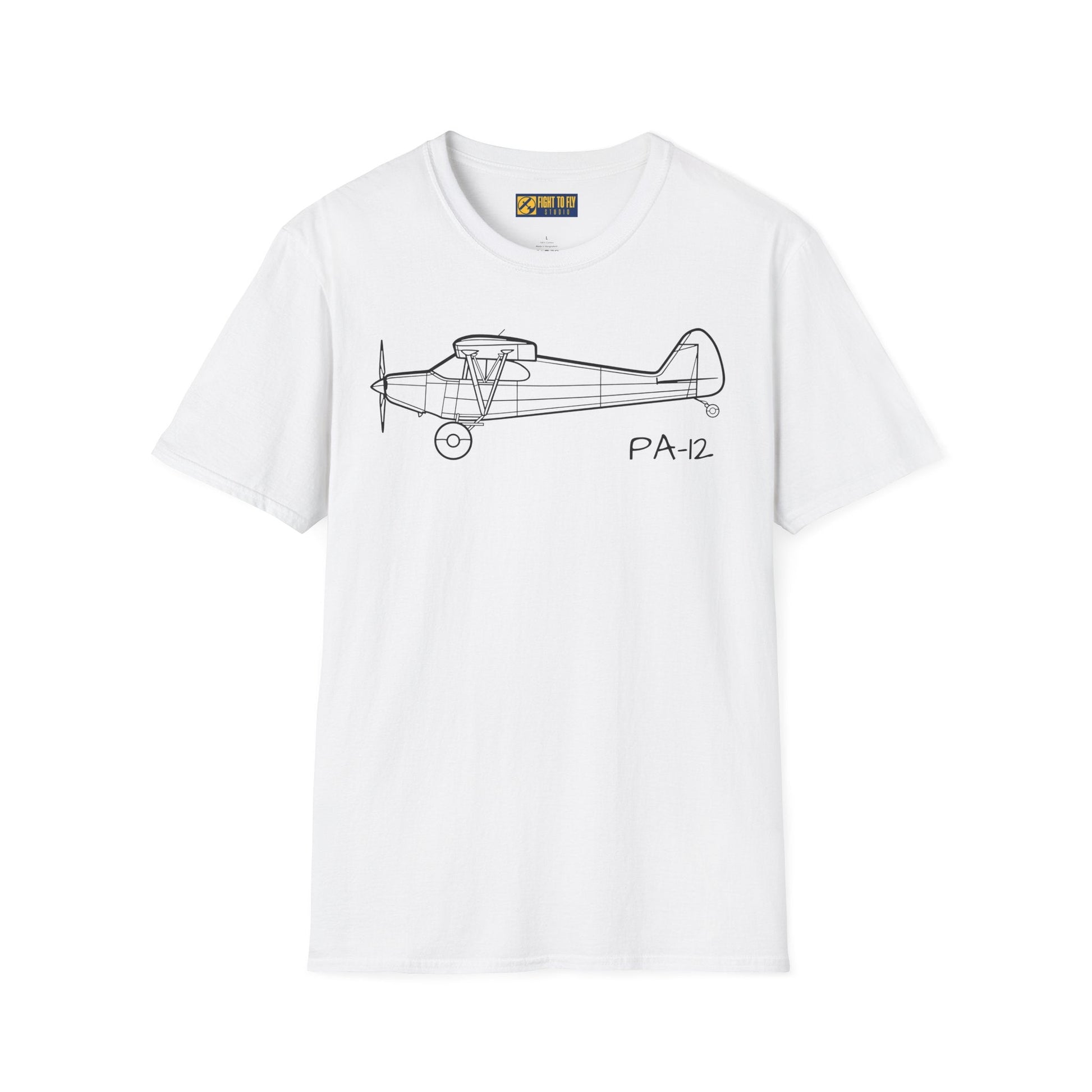 PA-12 T-Shirt – Piper Super Cruiser Taildragger Tee - Gifts for pilots - Aviation apparel