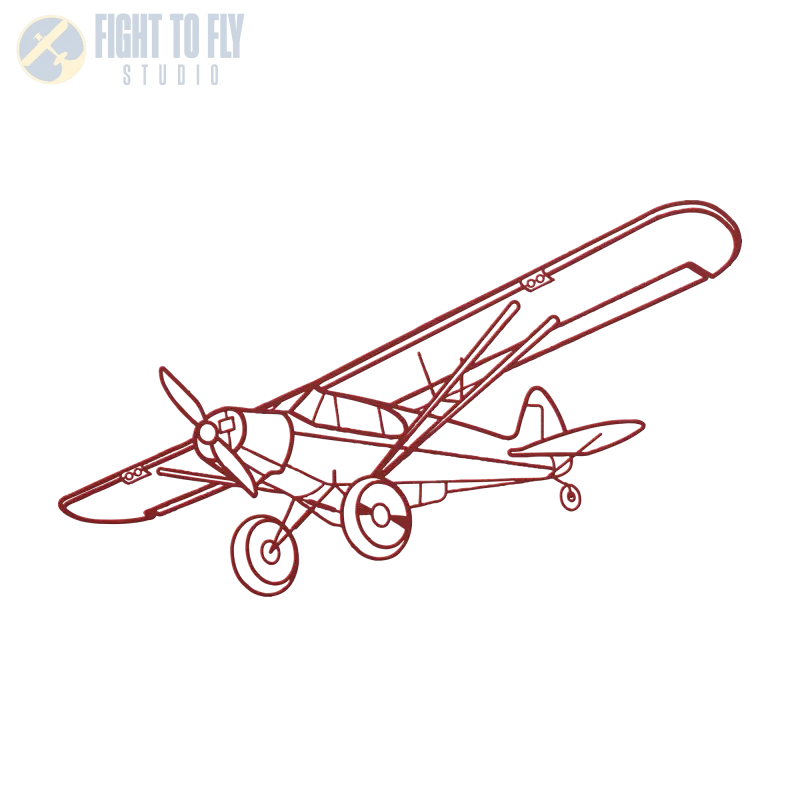 PA-18 Flight Die Cut Metal Wall Art - Sign - Pilot gifts - WWII warbird t-shirt