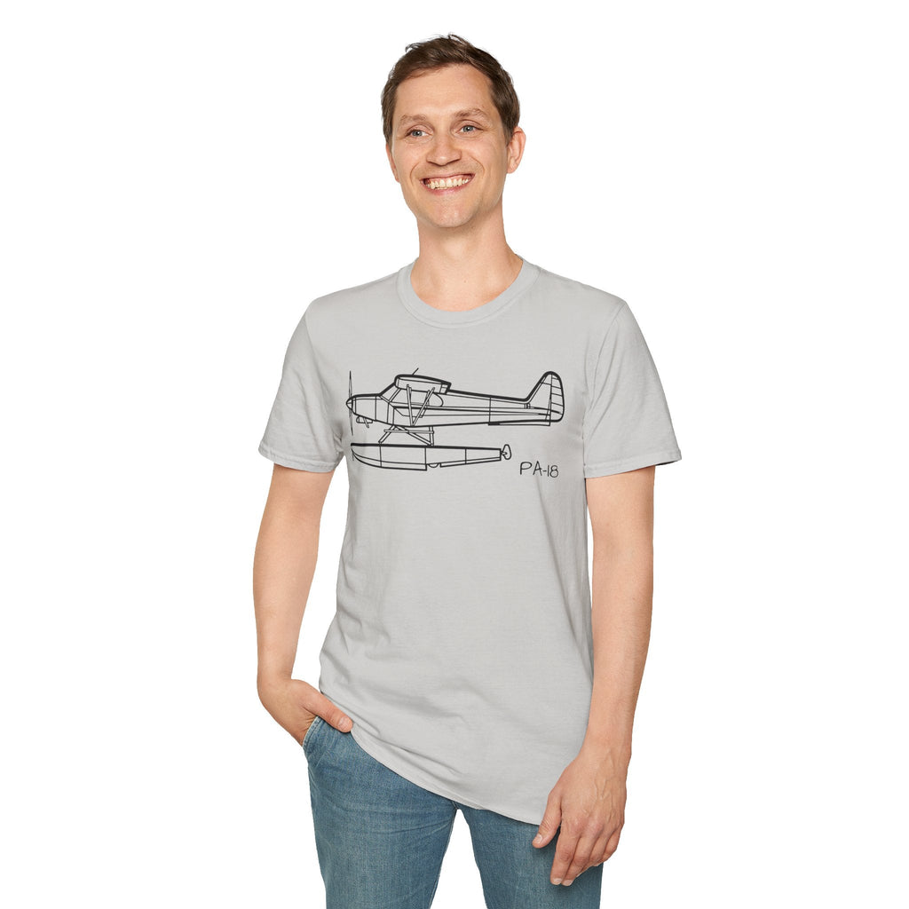 PA-18 Floatplane T-Shirt – Super Cub on Floats Bush Plane Tee - Gifts for pilots - Aviation apparel